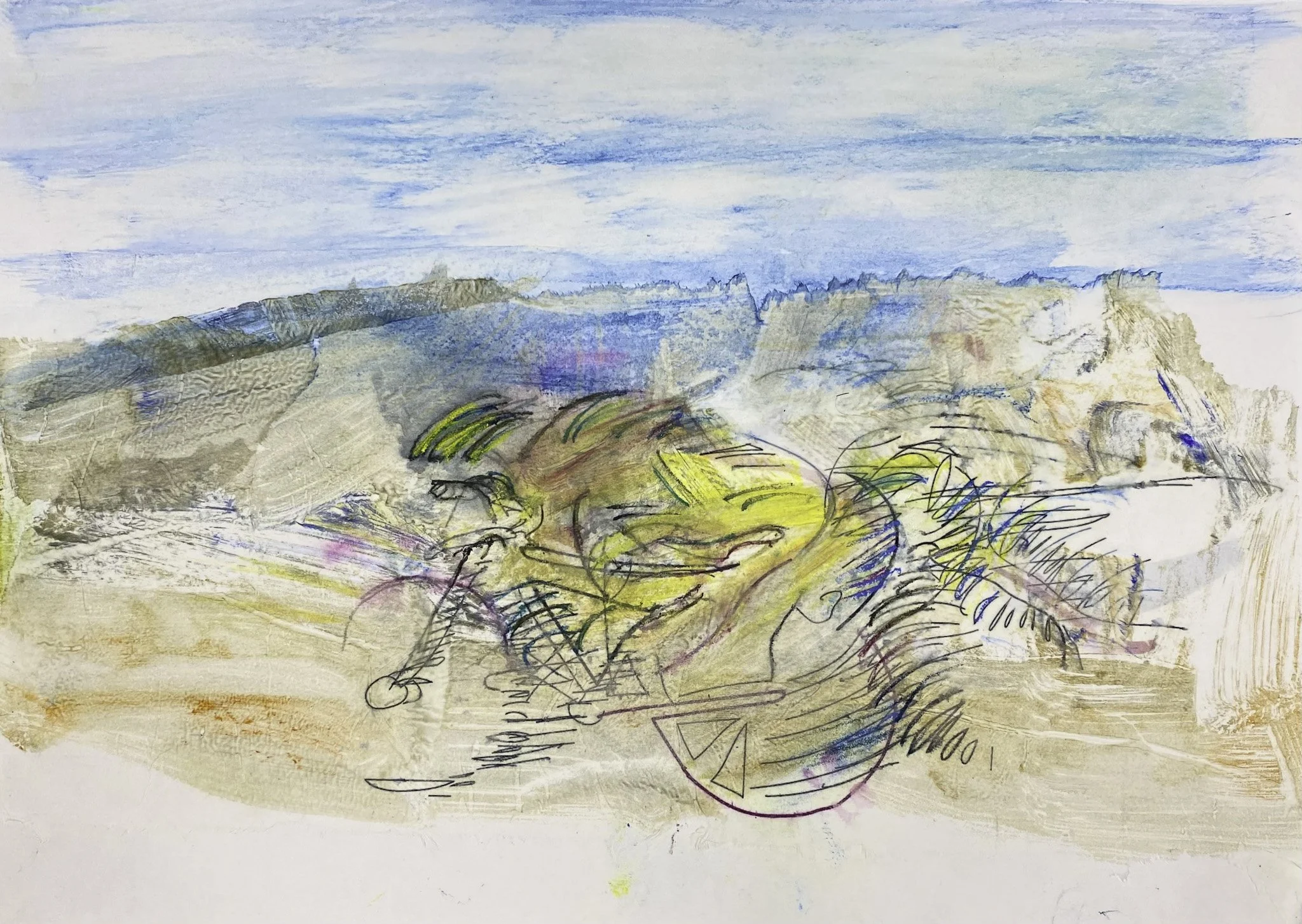 ‘Back to the Future II’, Mono-print, Mixed Media on Paper, 400mm x 300mm, 2026