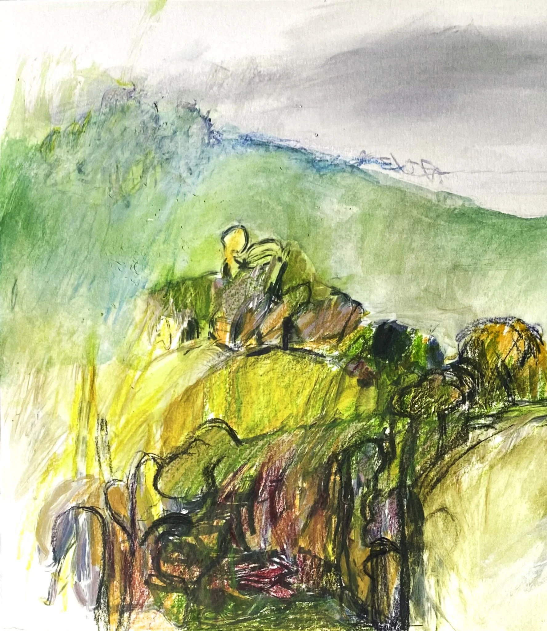 ‘Greener Hills’, Ink on paper, 210mm x 300mm, 2026