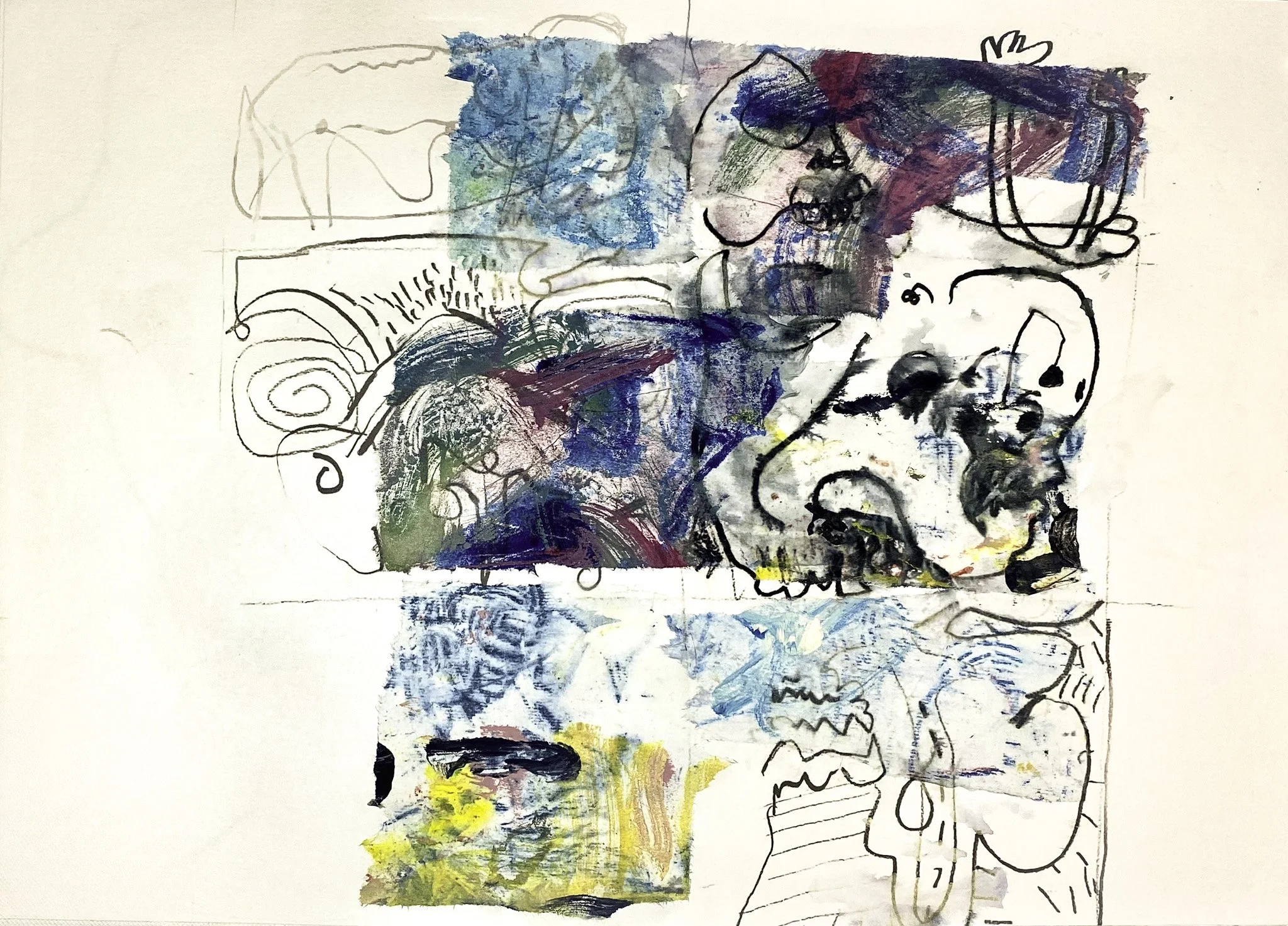 ‘Retelling’, Monoprint, Ink, Acrylic, on Paper, 420mm x 297mm, 2026