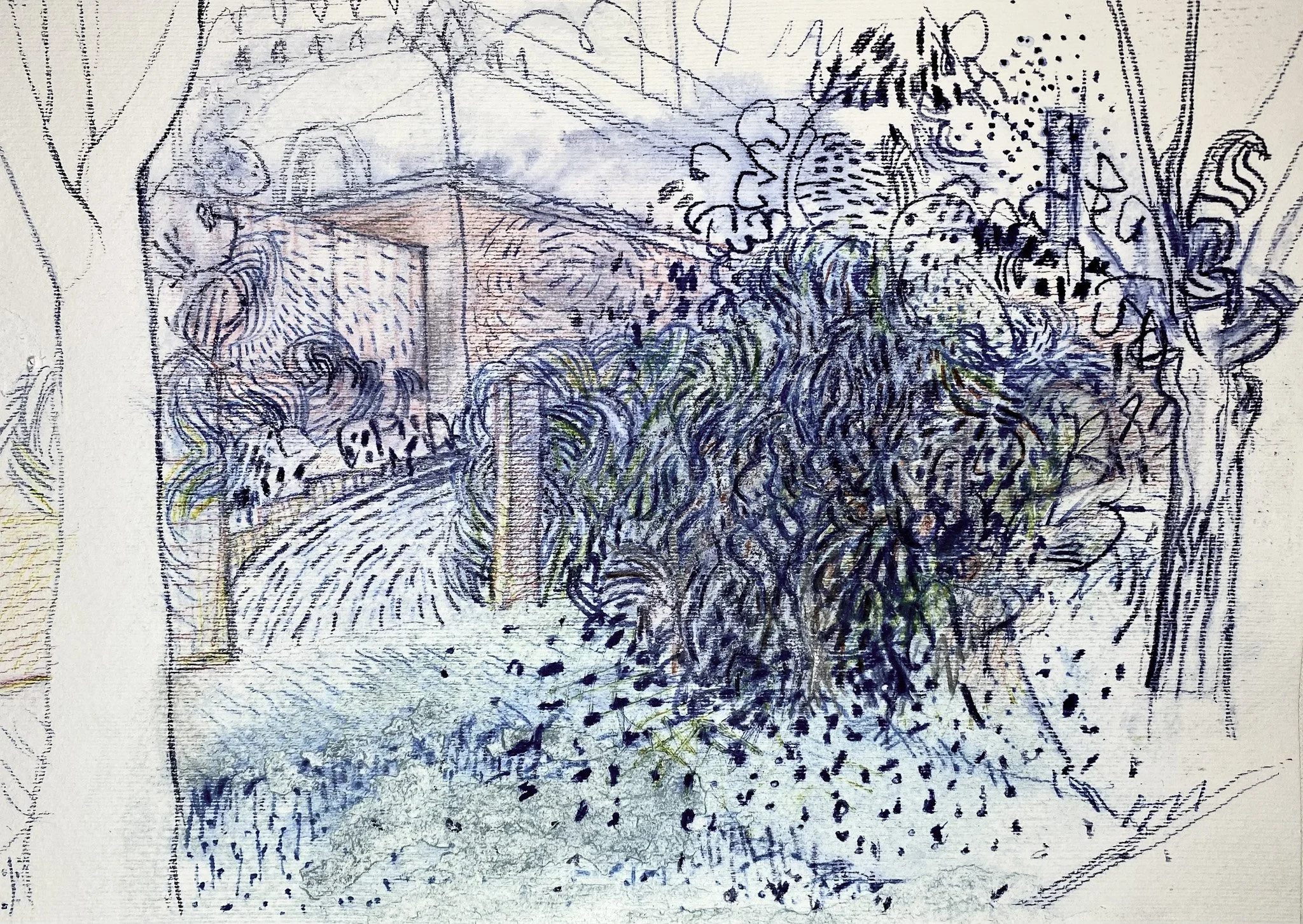 ‘Suburb (Light Show)’, Ink Pencil on Paper, 420mm x 300mm, 2026