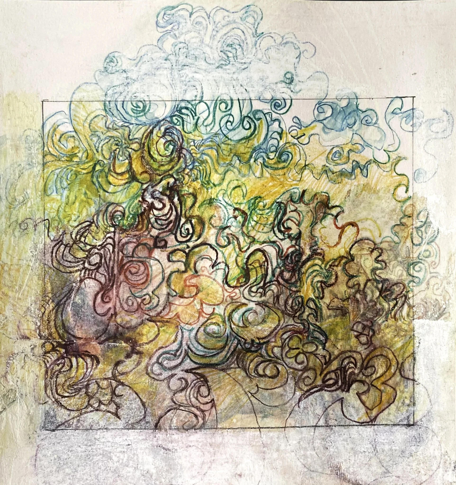 ‘Path of Desire, Acrylic, Ink, Graphite on paper, 290mm x 310mm, 2026