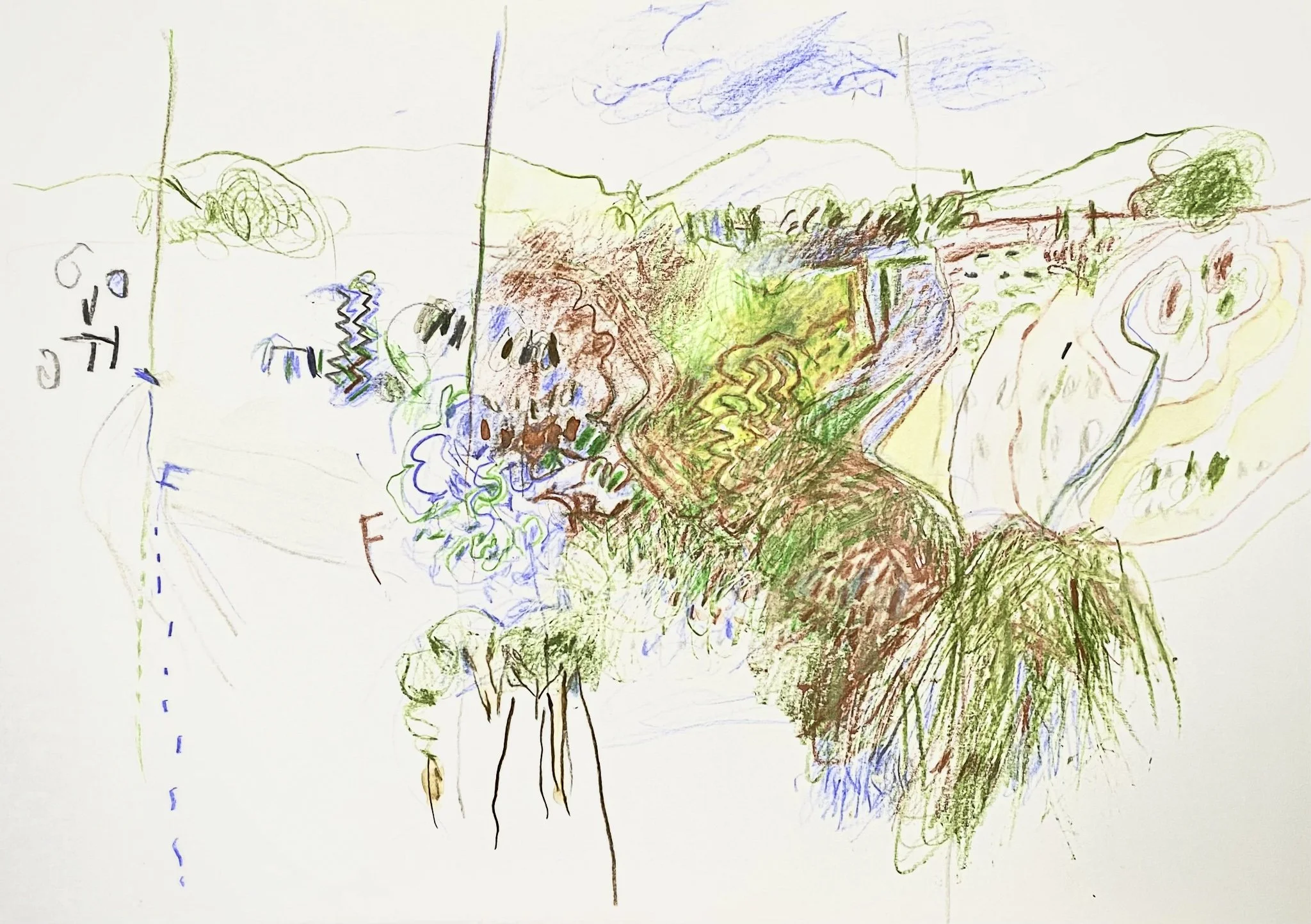 Out There (Valley), Bill Coomblas, Pencil, Watercolour on Paper, 297mm x 420mm, 2025