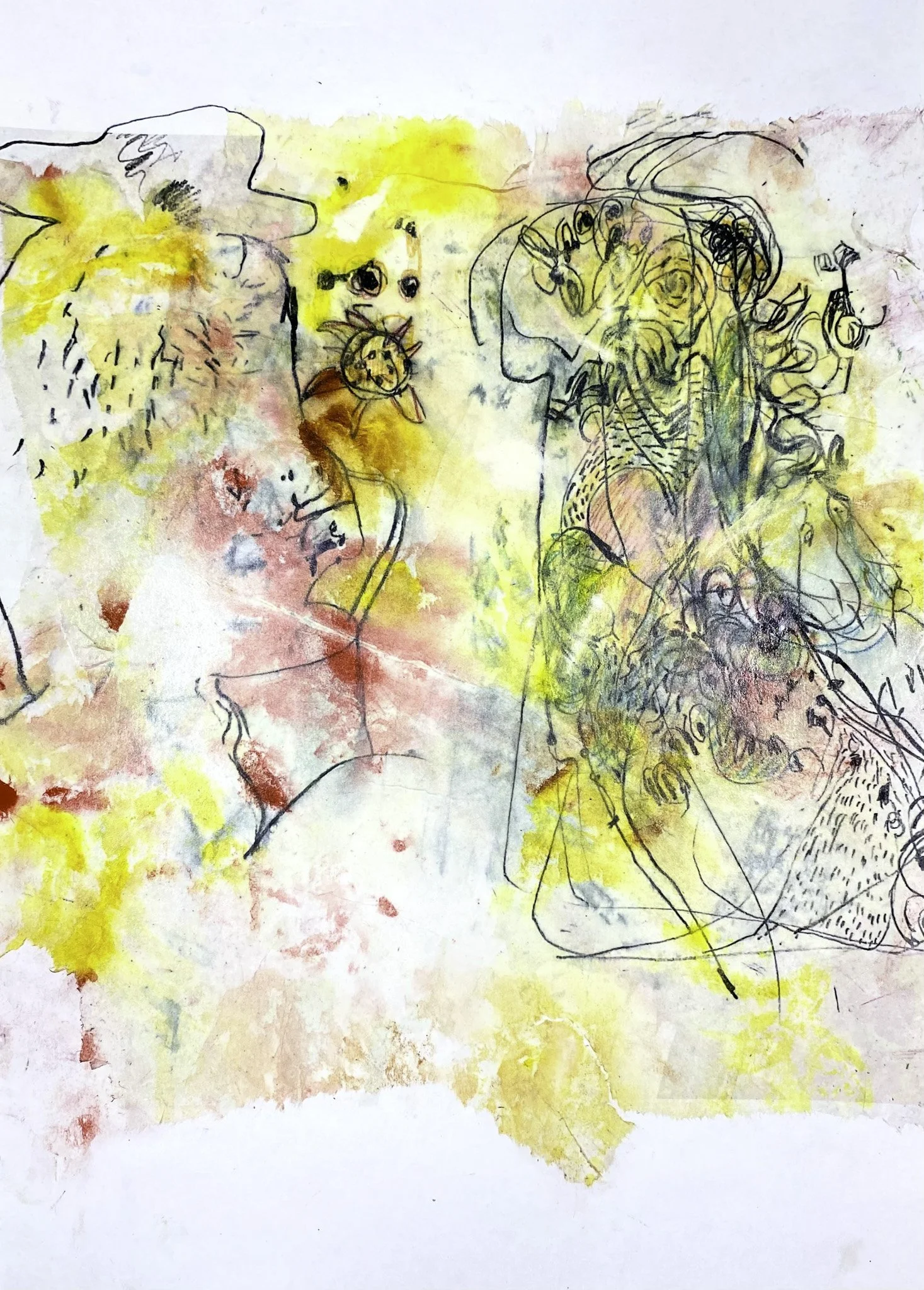 ‘Summer Strong’, Mono-print, Ink pencil on Paper, 297mm x 420mm, 2026