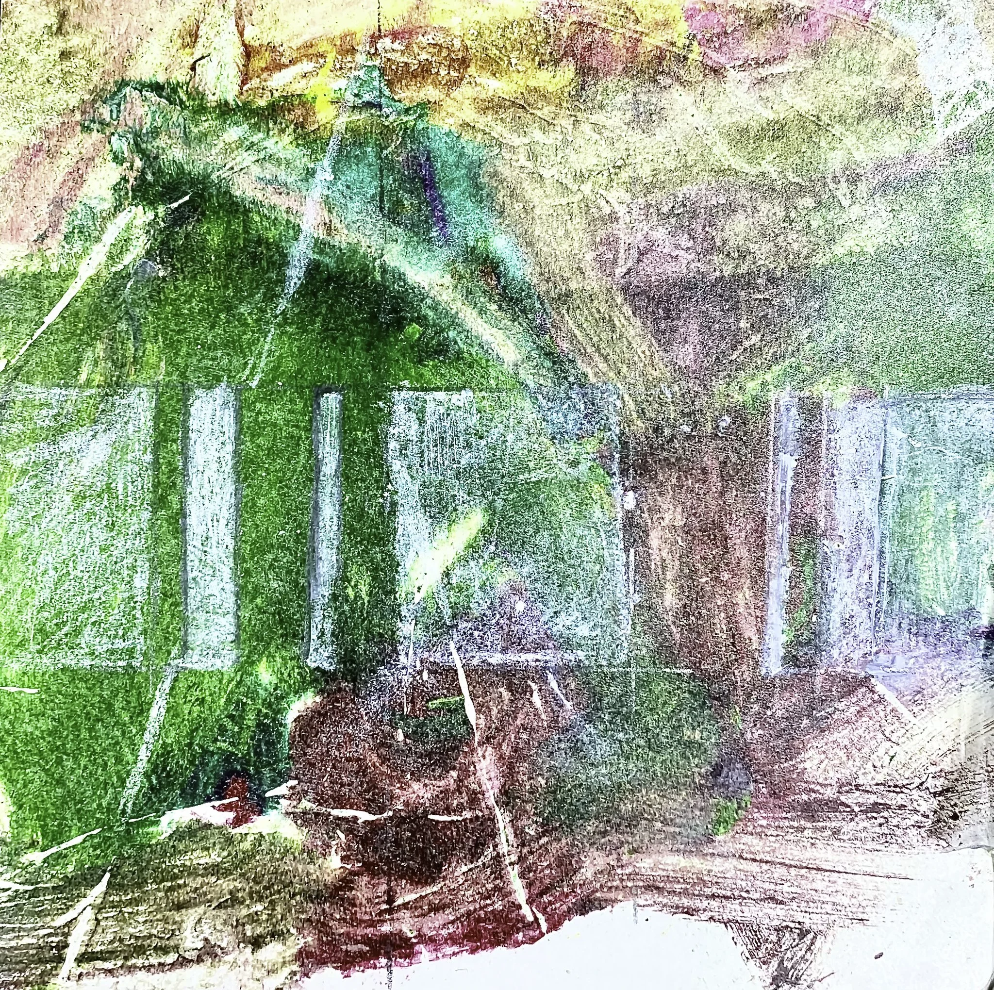 ‘Untitled (gate 2)’, Mixed Media on Paper, 300mm x 290mm, 2026