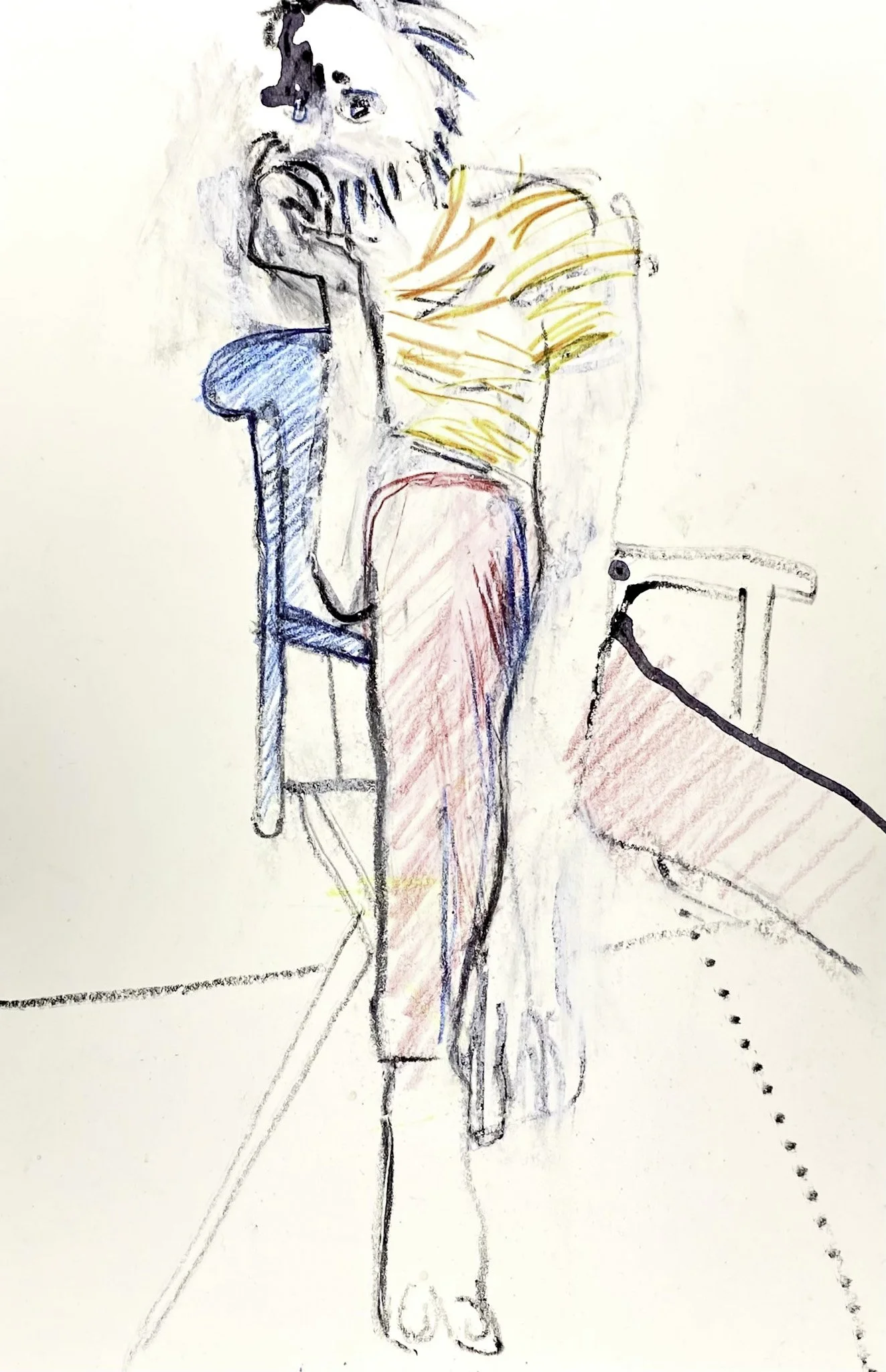 ‘Man in Director Chair’, Ink on Rag Board, 180 x 270 mm, 2026