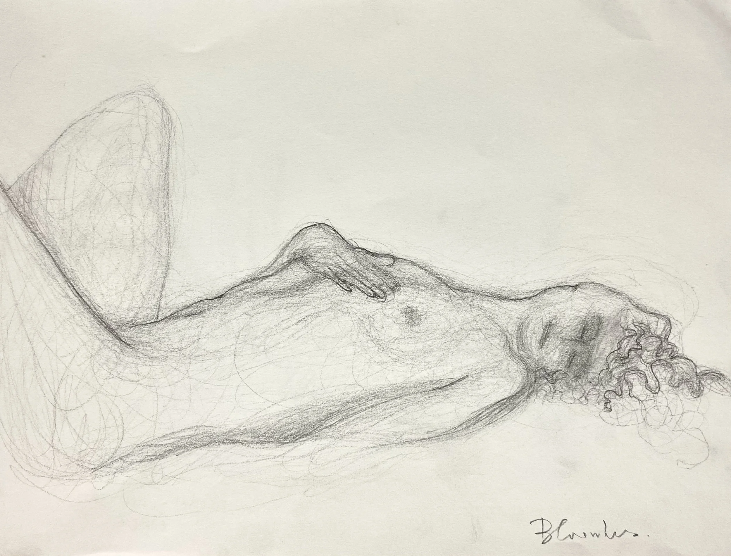 ‘Untitled’ Life Drawing Study, 1st Street Studio, Charcoal on Paper, 420mm x 594mm, 1990