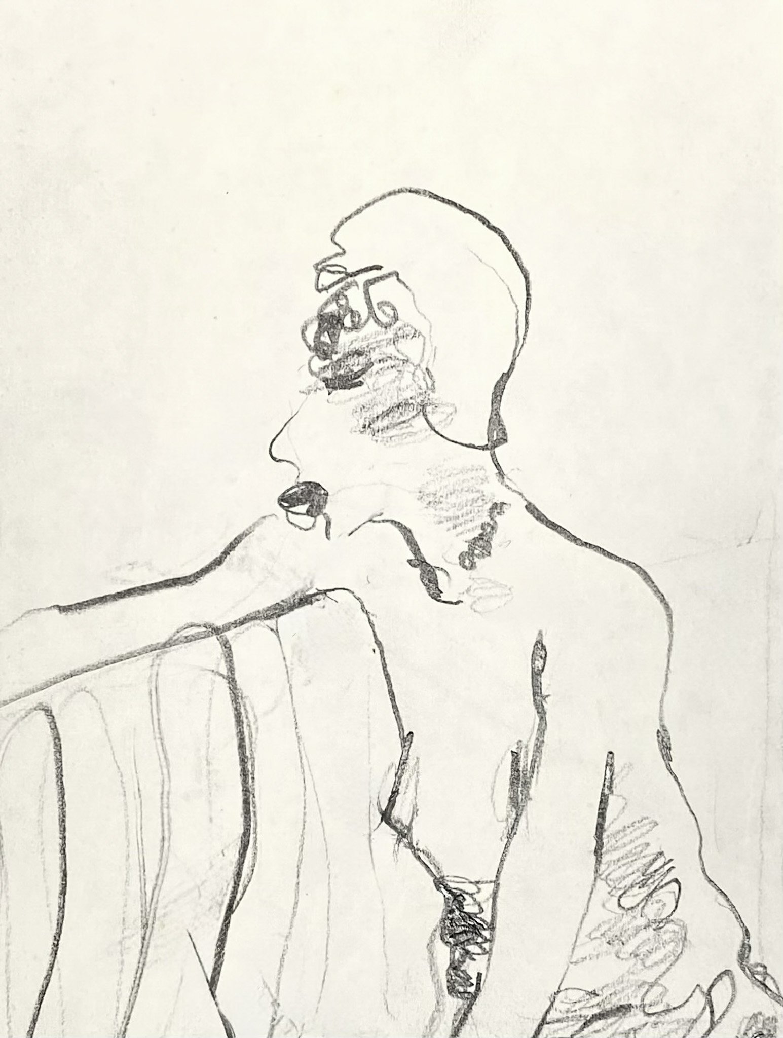 ‘Sketchbook (Woman with Cap)’, Graphite on Paper, 400mm x 480mm, 1980s