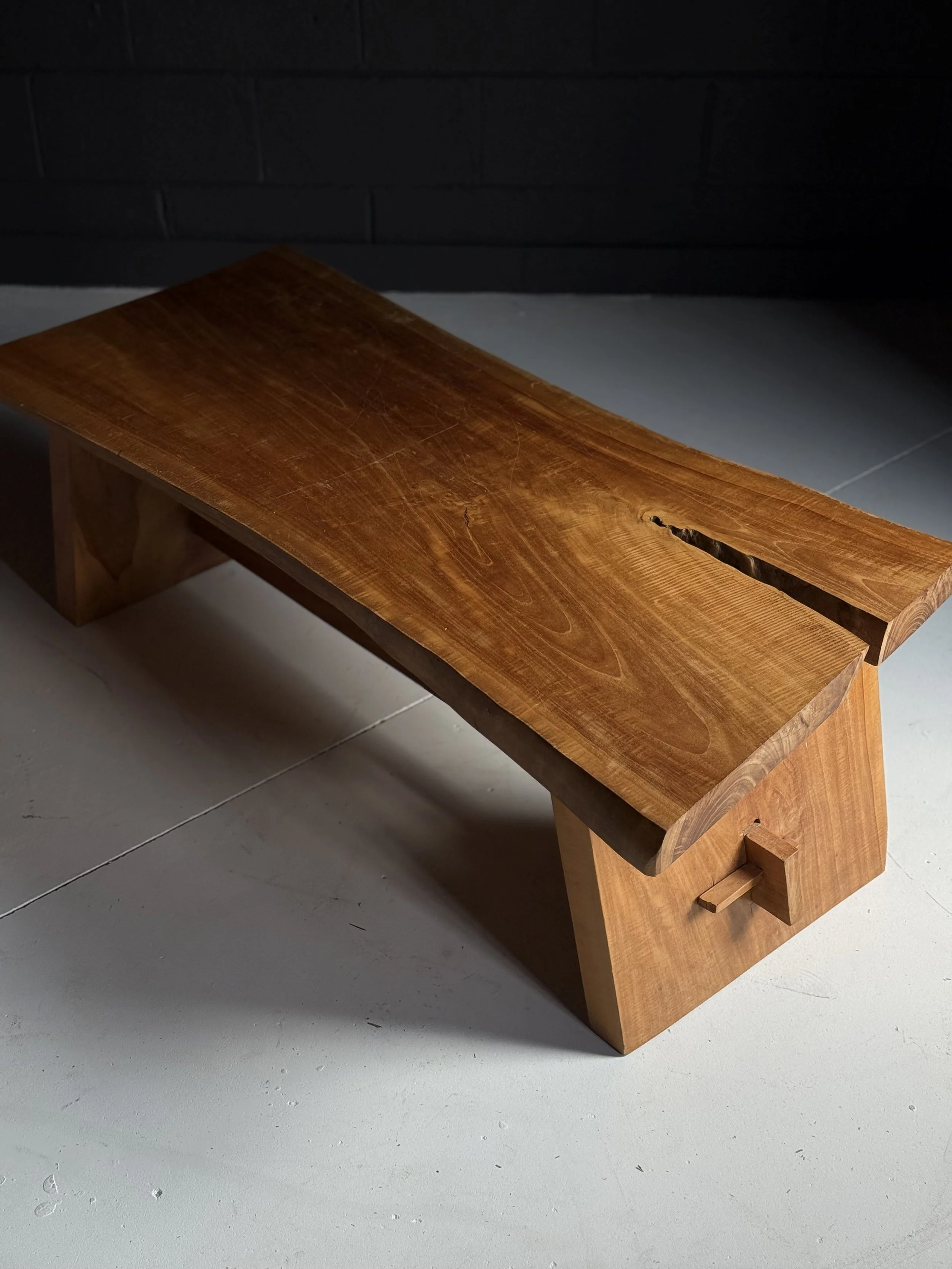 Live Edge Coffee Table with Trestle Base