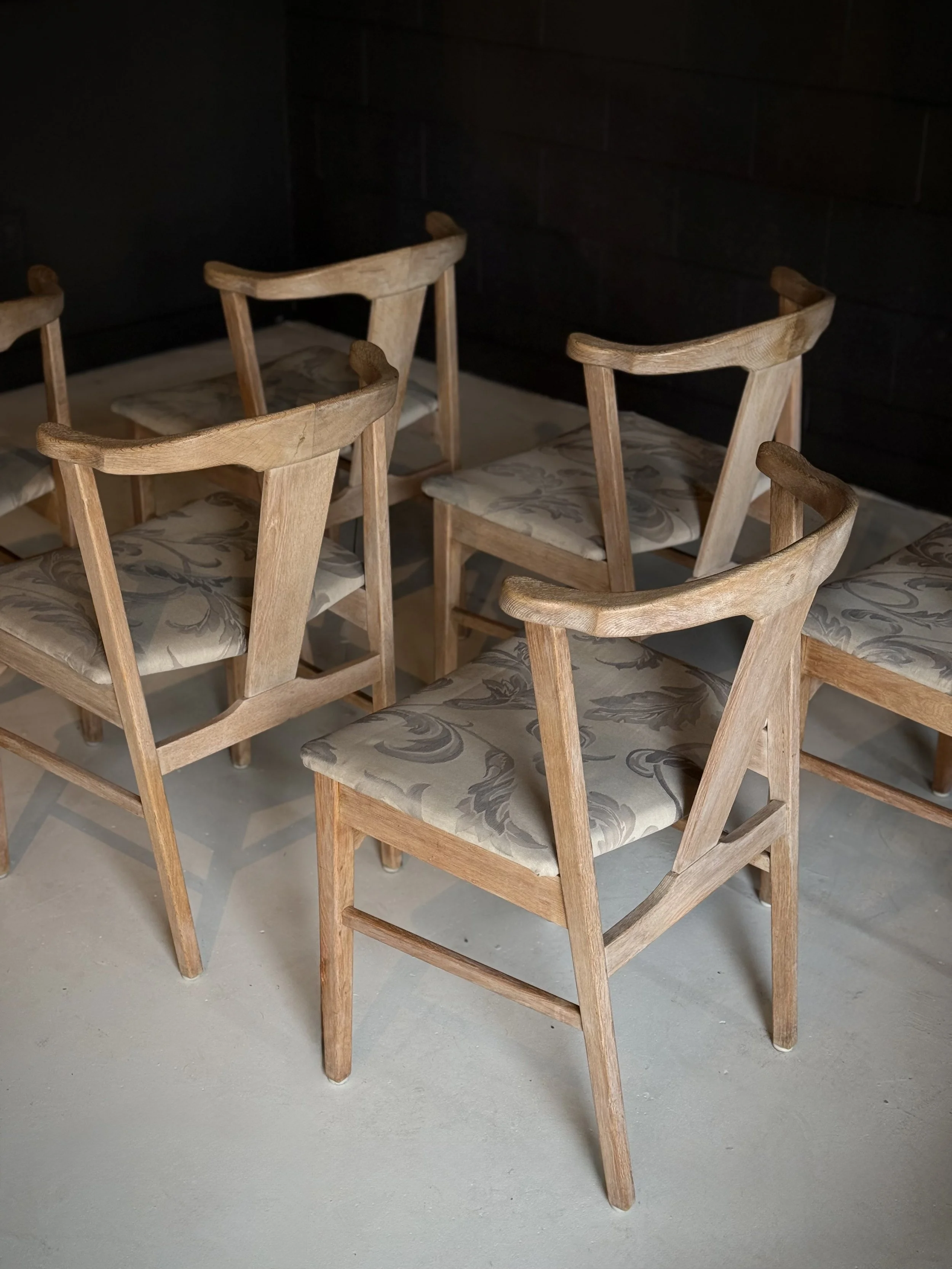 Bleached Oak Henning Kjaernulf Dining Chairs, Set of Six