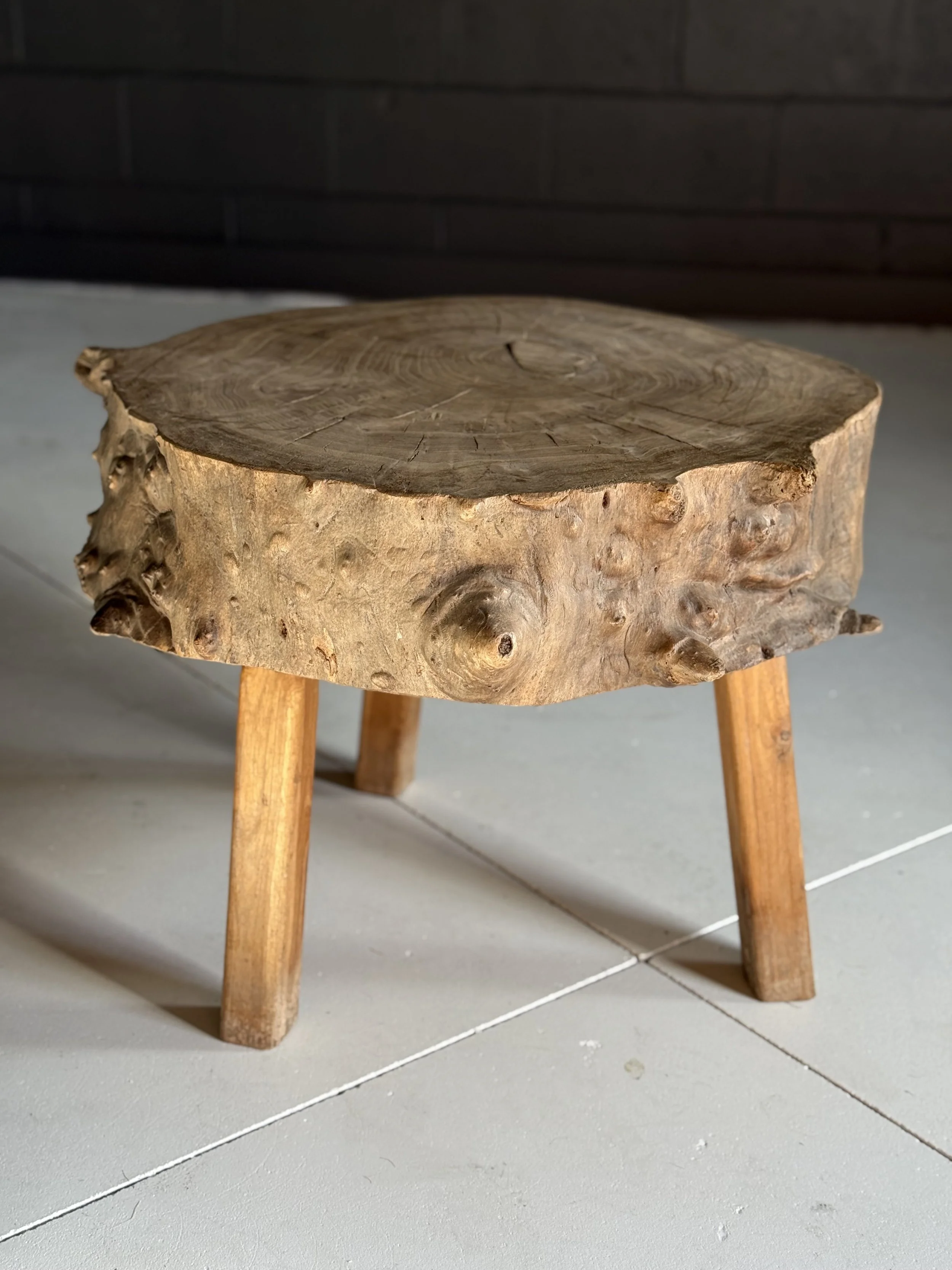 Primitive Wood Live Edge Side Table