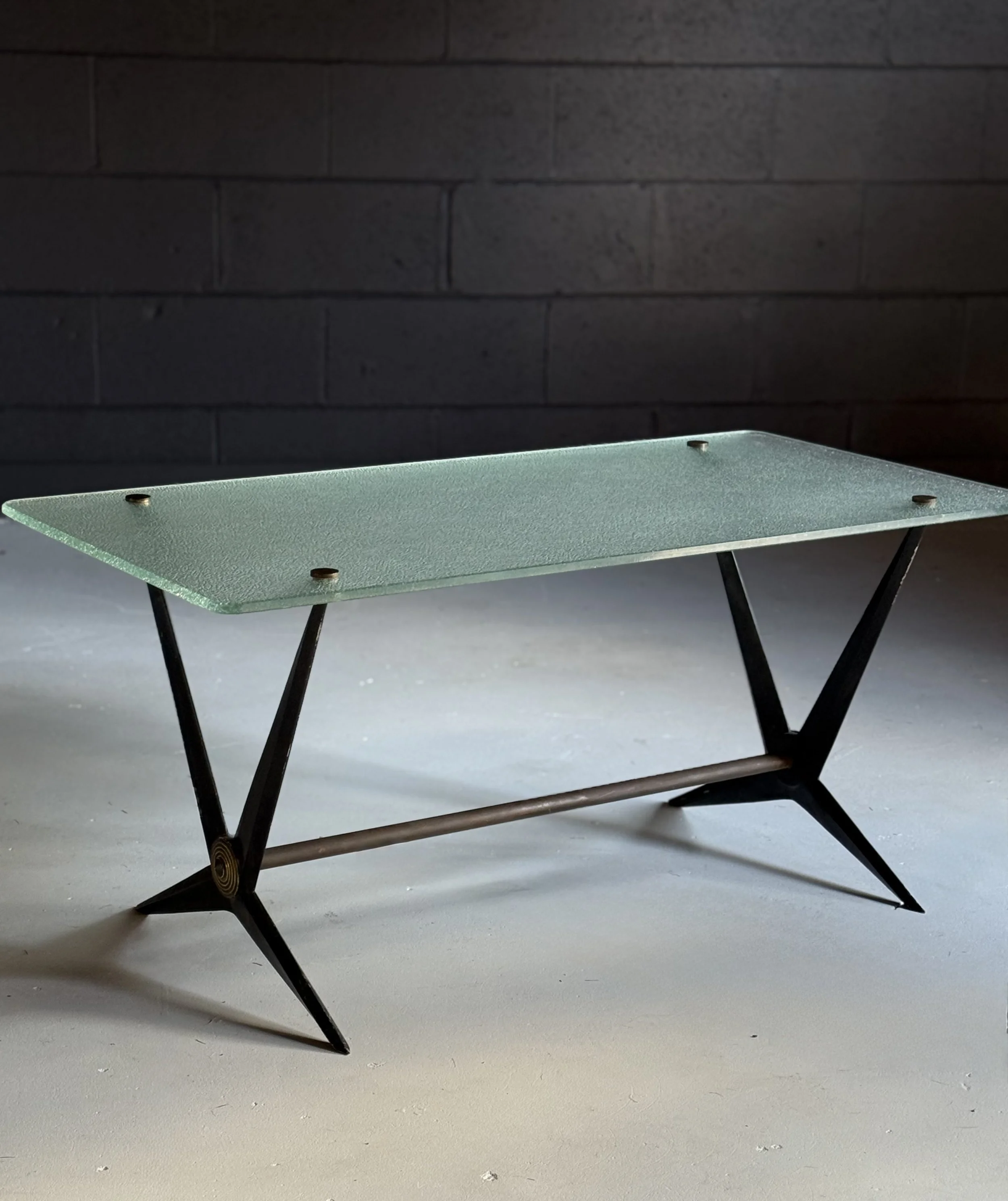 French Glass Coffee Table by Angelo Ostuni