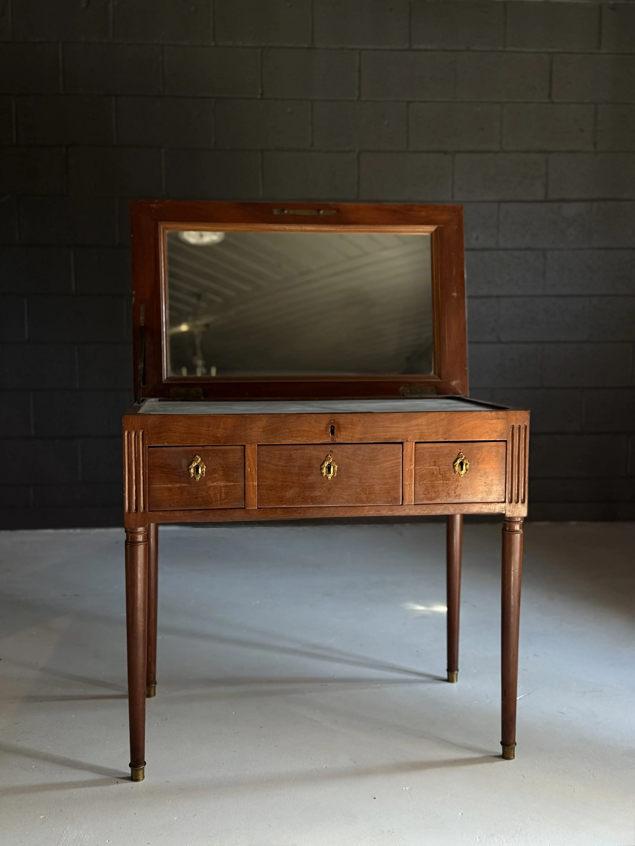 Mahogany Dressing Table with Flip Mirror, 19th Century
