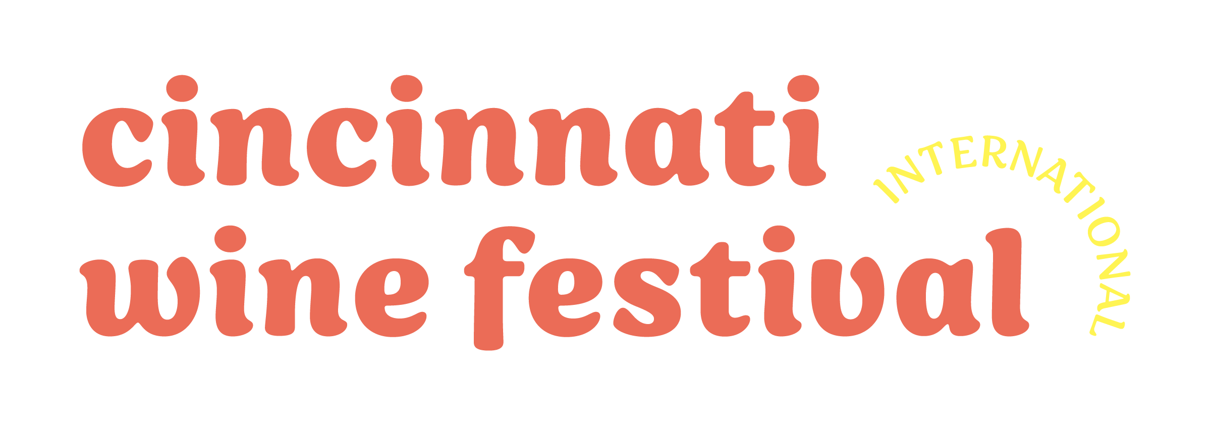 salmon letters on a transparent background read Cincinnati Wine Festival