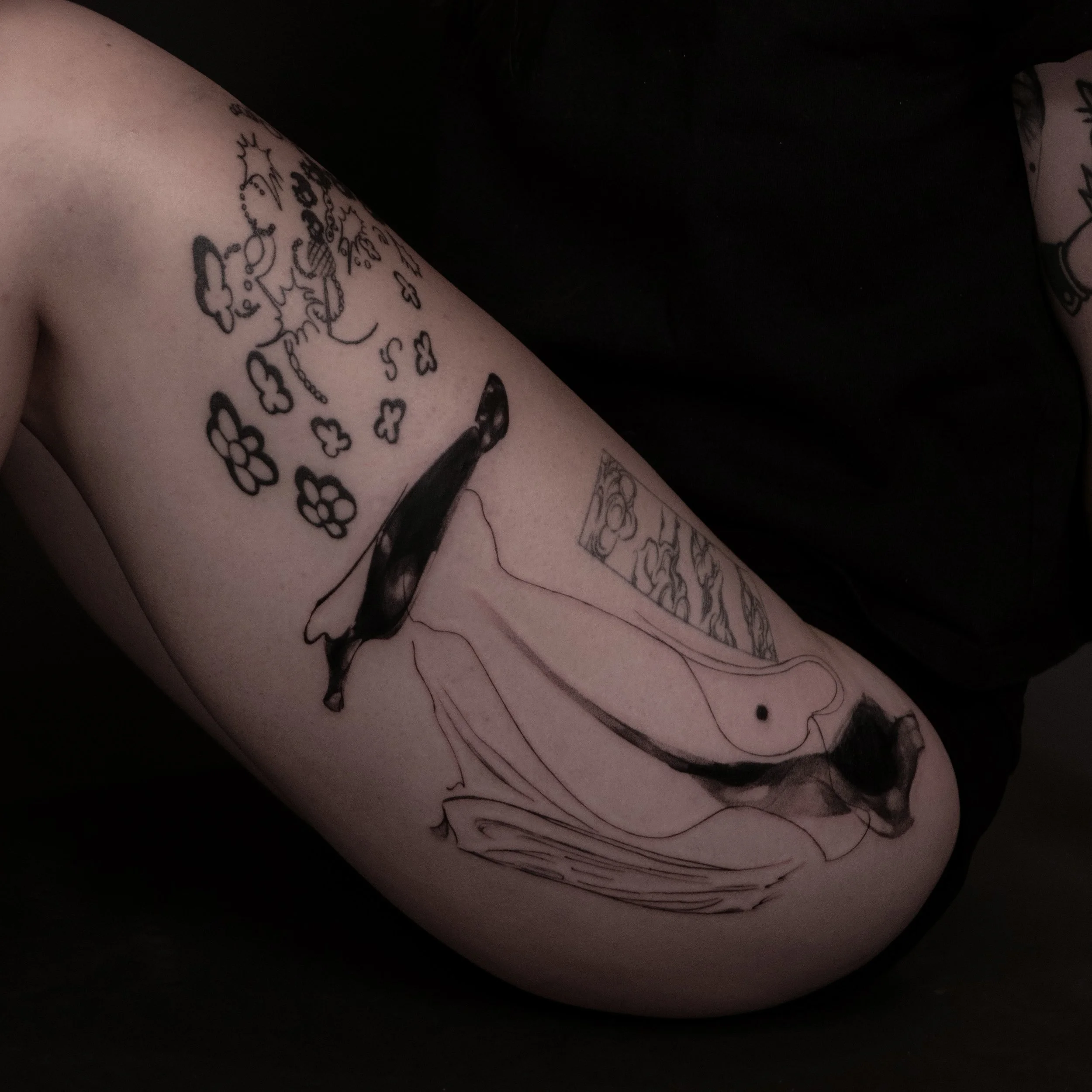 Surrealist nocturnal still life composition from my catalogue 🌑
More through link in bio
Booking October now in San Francisco 
At @sashatattooingessential