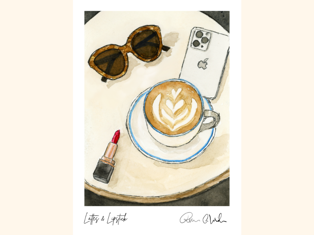 Lattes & Lipstick Art Print