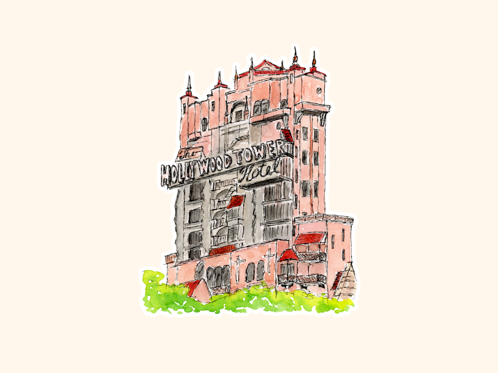 Hollywood Tower Die Cut Sticker