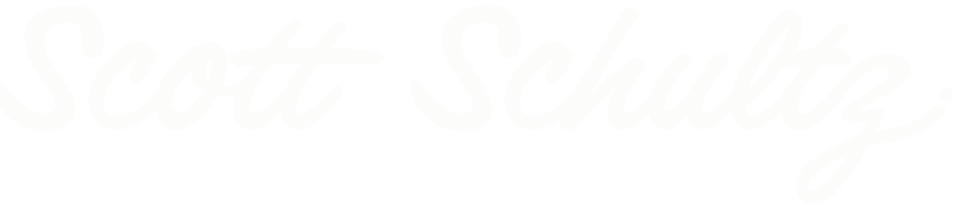 Signature logo of Scott Schultz in white.