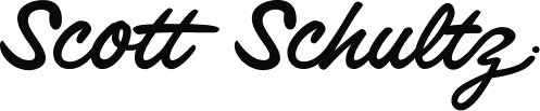 Signature logo of Scott Schultz in black.