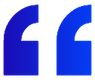 Blue quotation mark symbol.