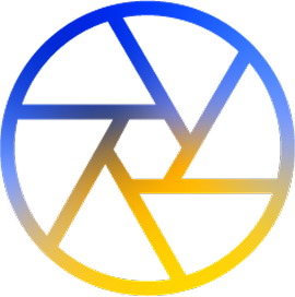 Notice your State. An aperture vector shape in a gradient color from blue to yellow.