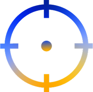 Name your Stories. A crosshair vector shape in a gradient color from blue to yellow.