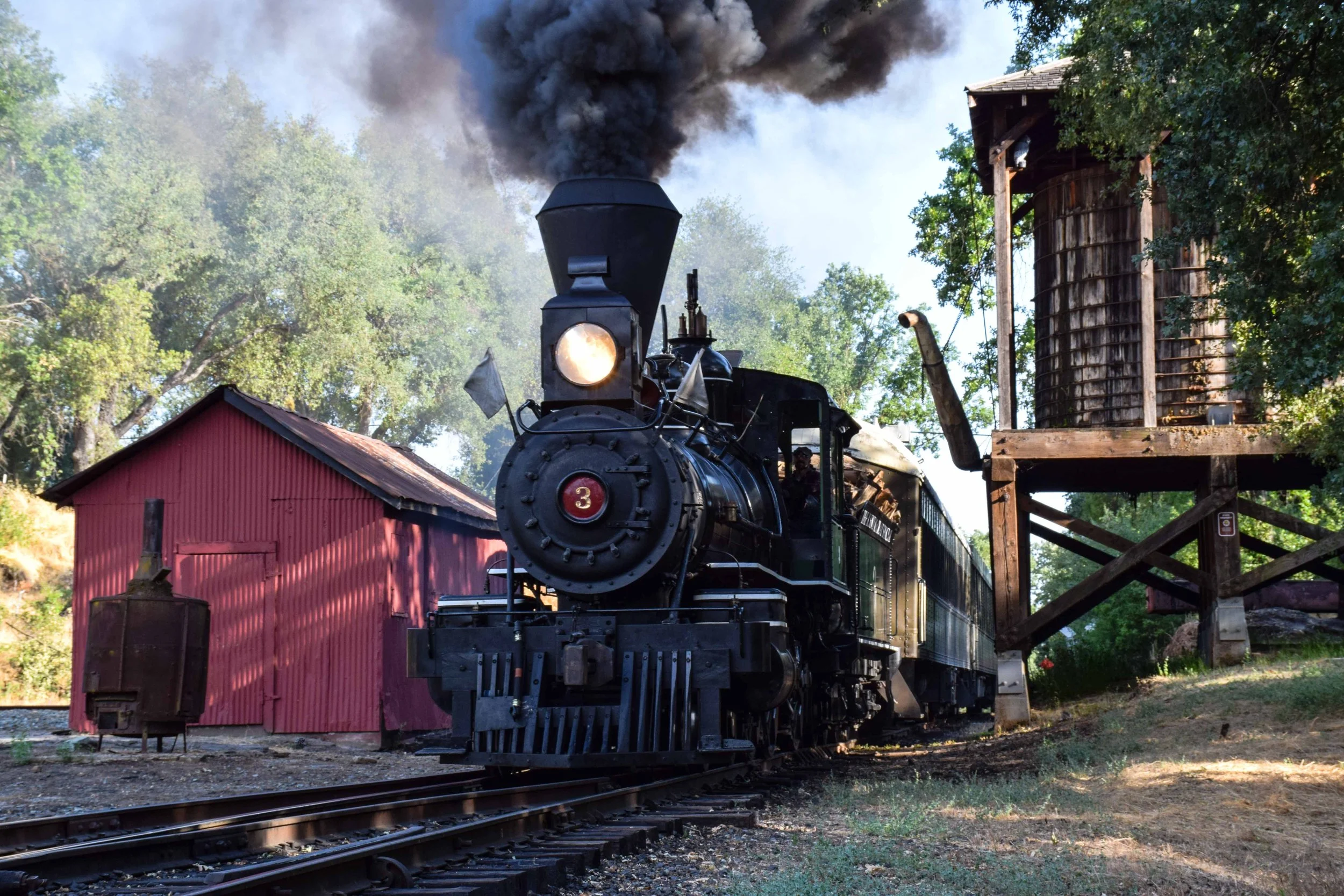 Sierra Railway No. 3 in its Hollywood appearance in Jamestown, California.