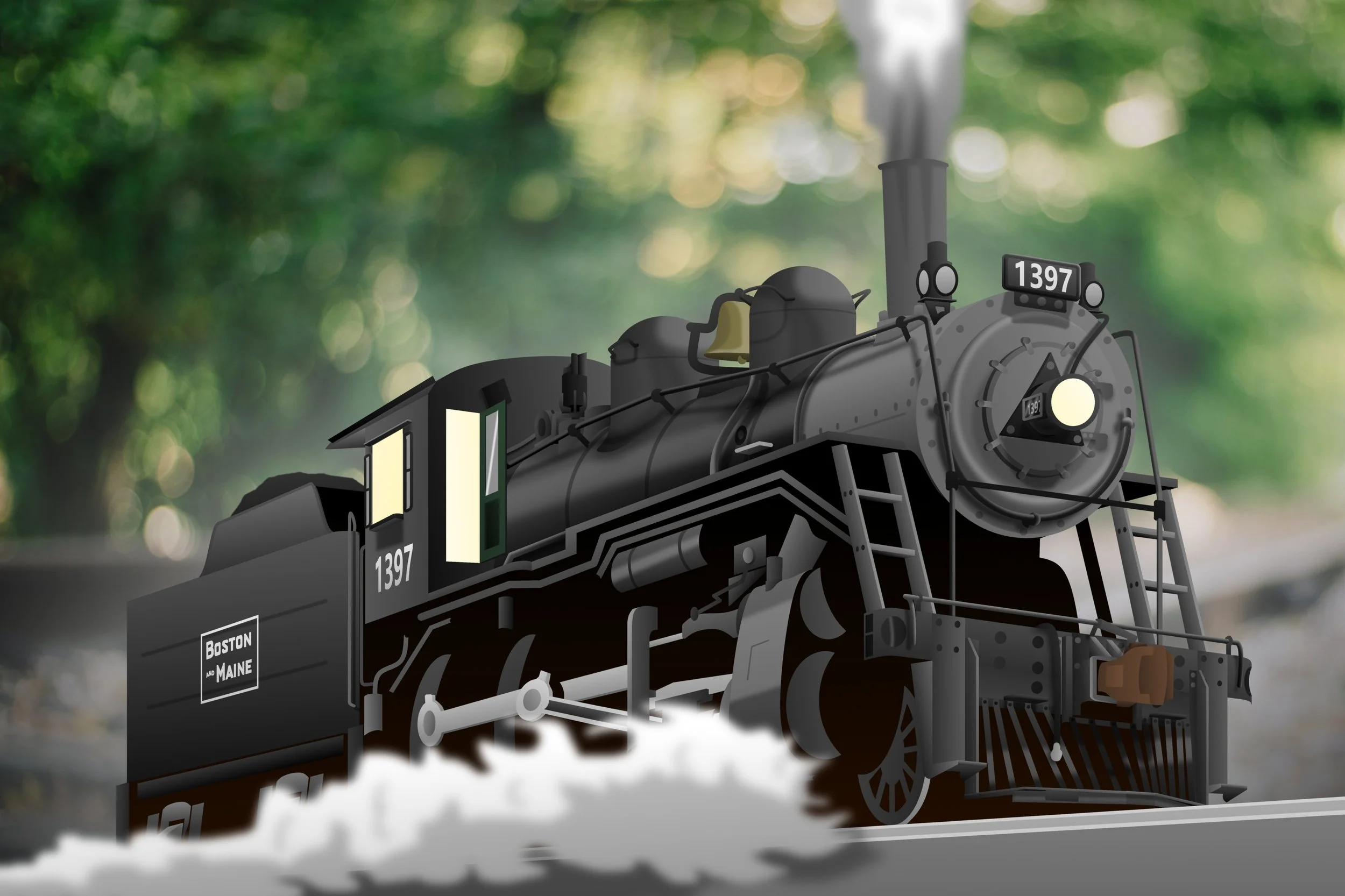 A digital rendering of Boston & Maine No. 1397. Jacob Petkovsky render.
