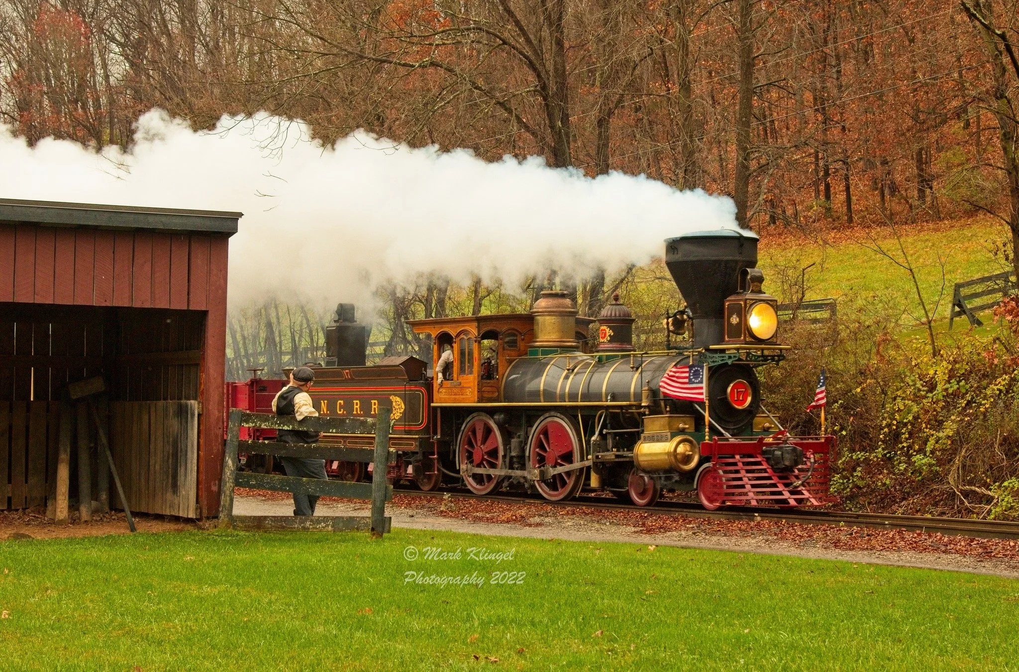 Northern Central Railway No. 17 "York" passes a farm during a Dynamo Productions photo charter. Mark Klingel photo.