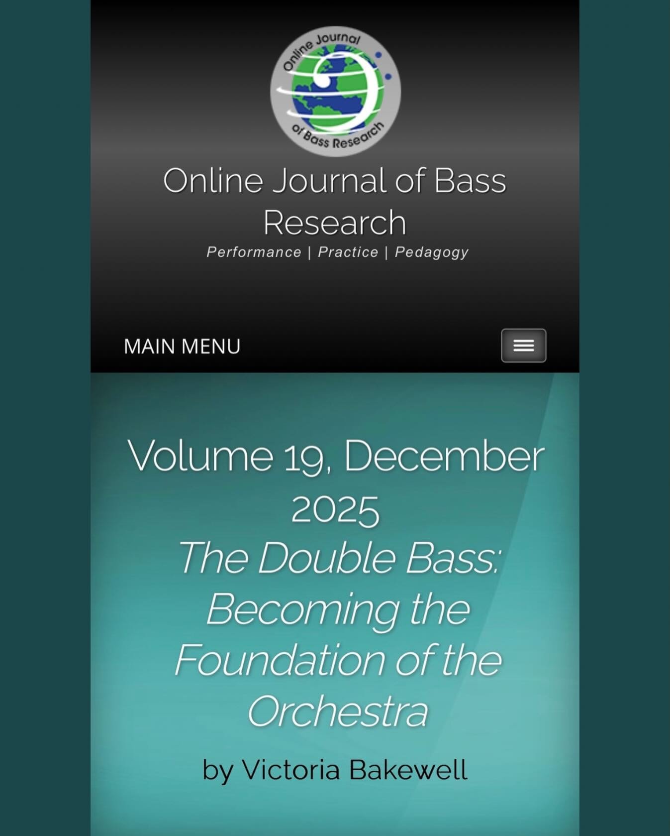 Excited to announce that my research is officially published on the Online Journal of Bass Research! 

#doublebass #musichistory #doublebasshistory #gradstudent