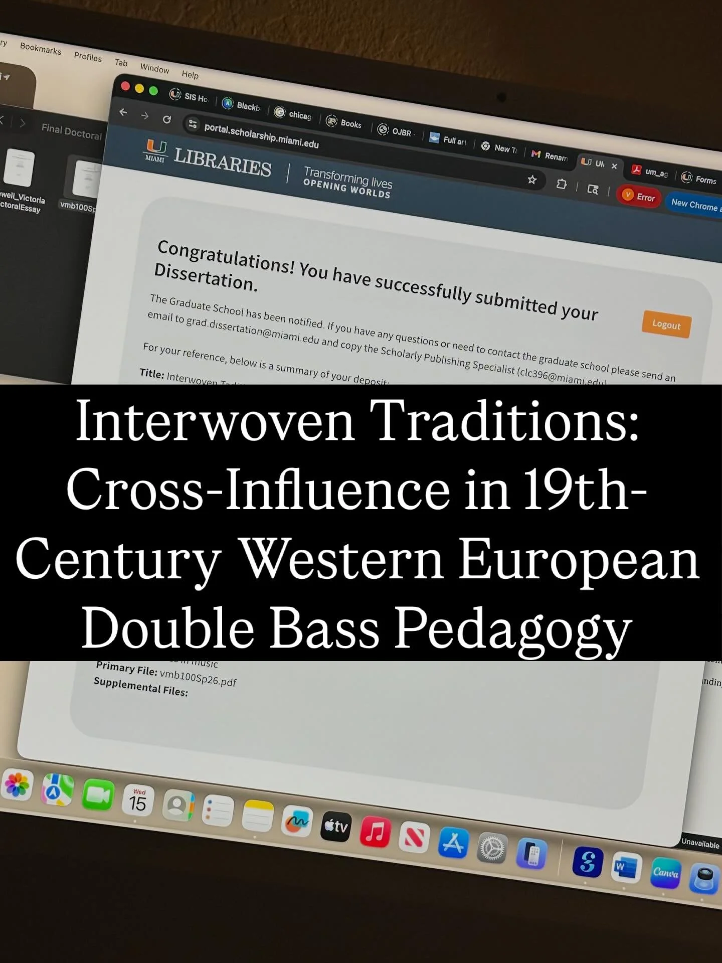 I have officially uploaded my doctoral essay to the repository! Once it is available to the public I will post another update. 

Two weeks left! ✌️👩&zwj;🎓