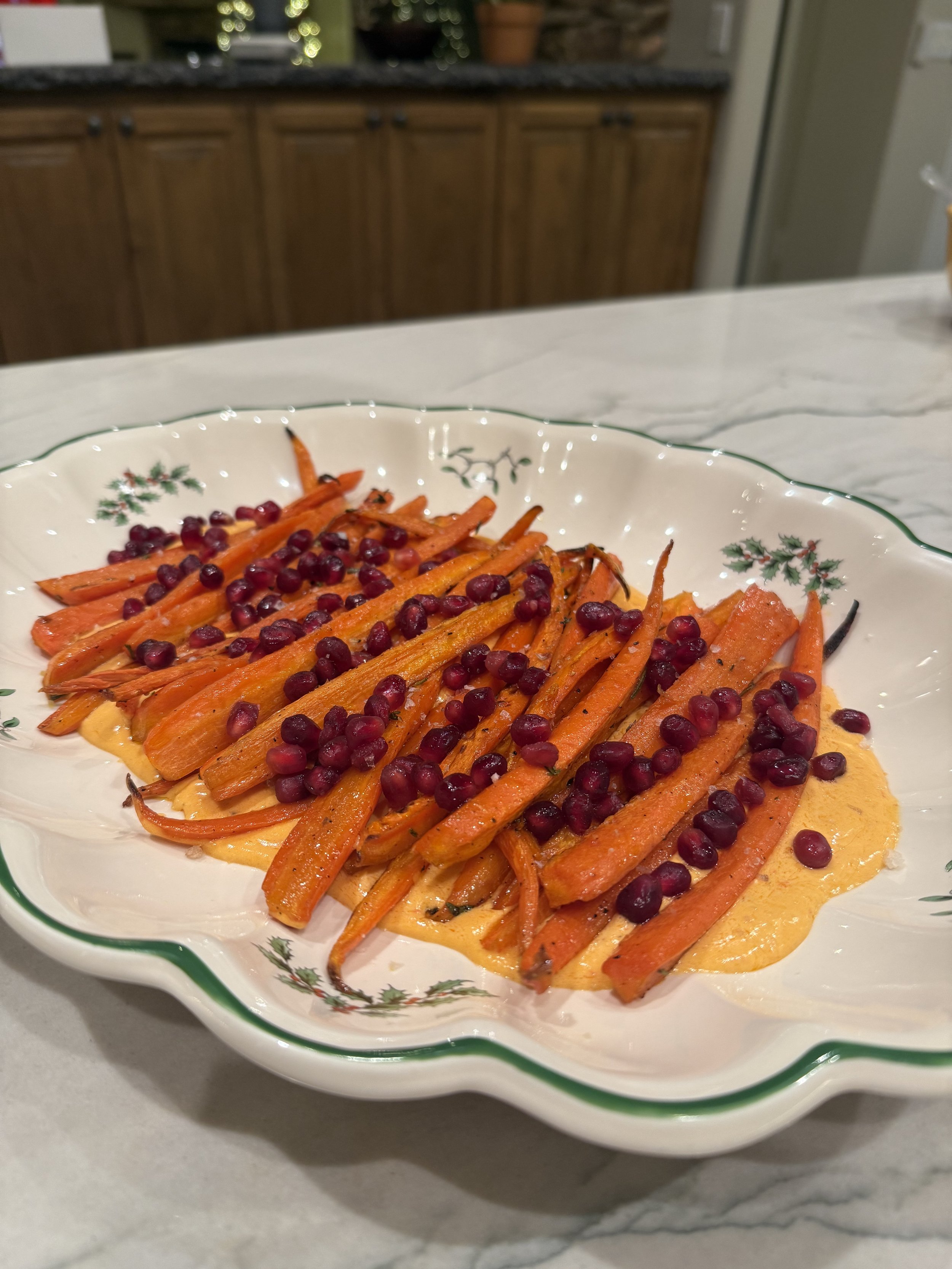 Maple-Roasted Carrots with Harissa Feta Sauce 