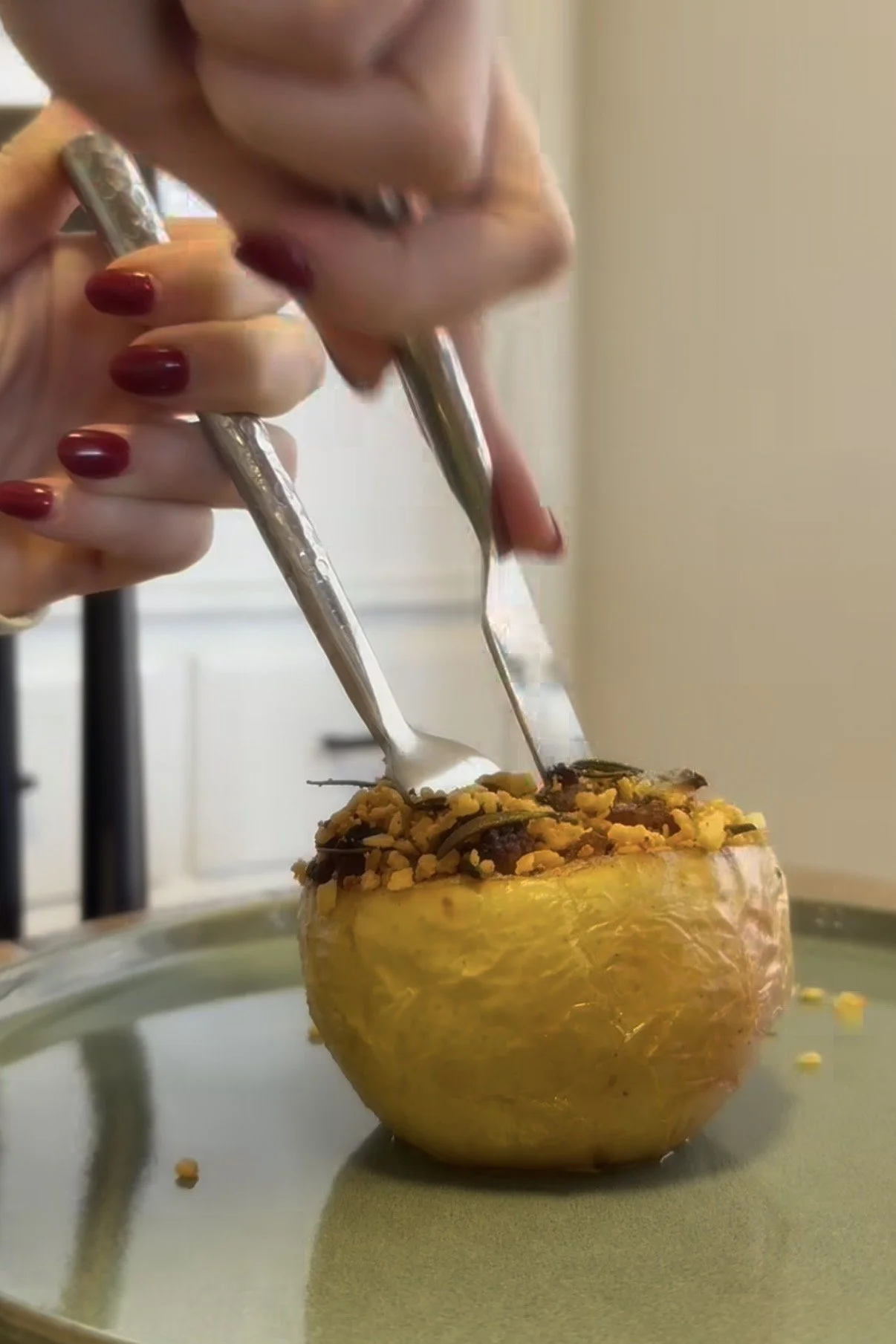 Sausage-Stuffed Apples with Rosemary and Buttered Breadcrumbs (GF)