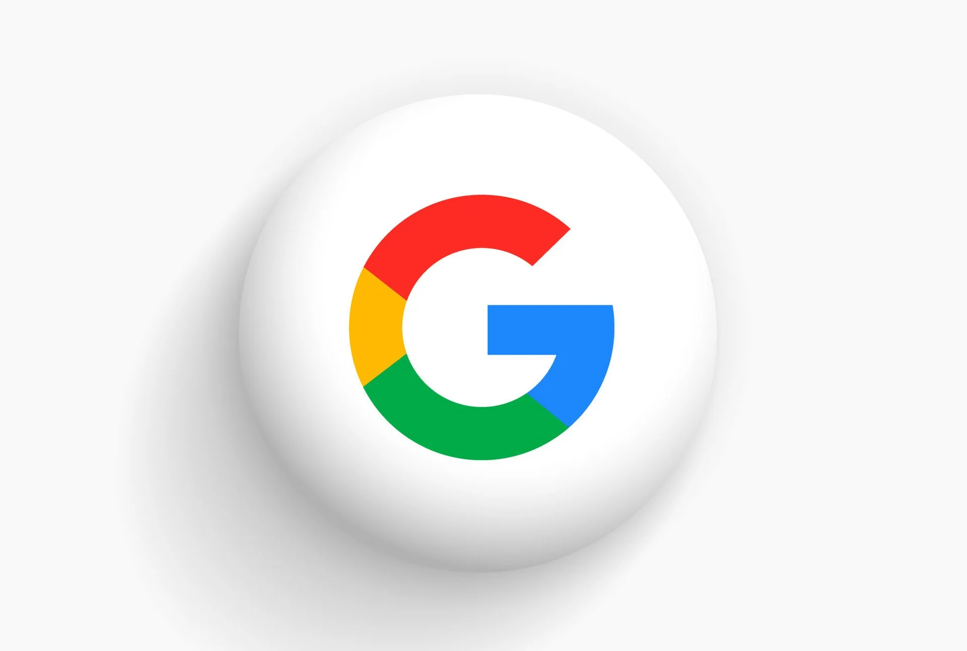 Google logo with a multicolored G on a white background.