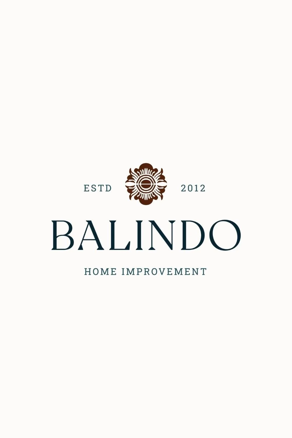 Logo for Balindo Home Improvement, established in 2012, with a decorative emblem at the top center.