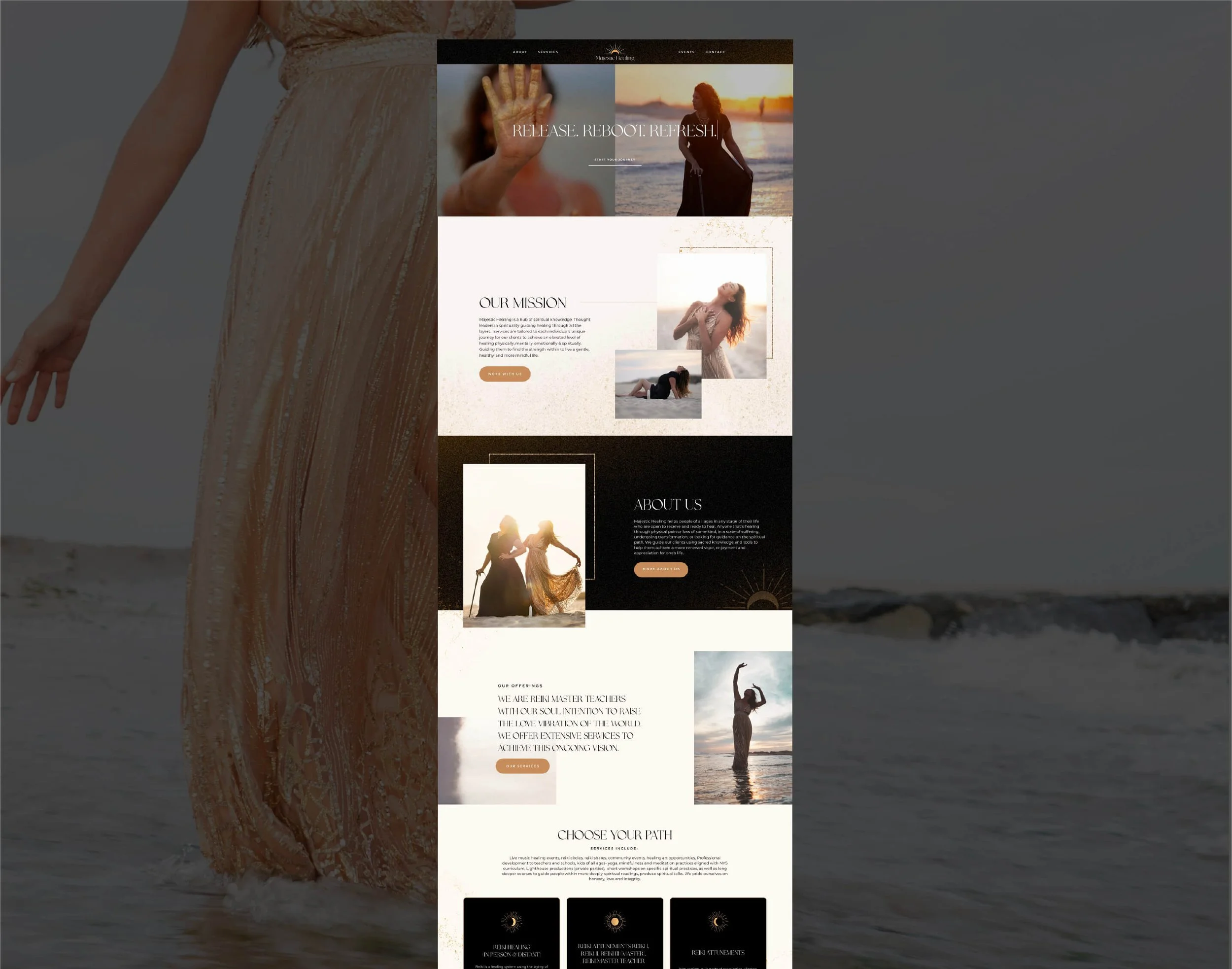 home page screen shot for majestic healing, energy healing duo