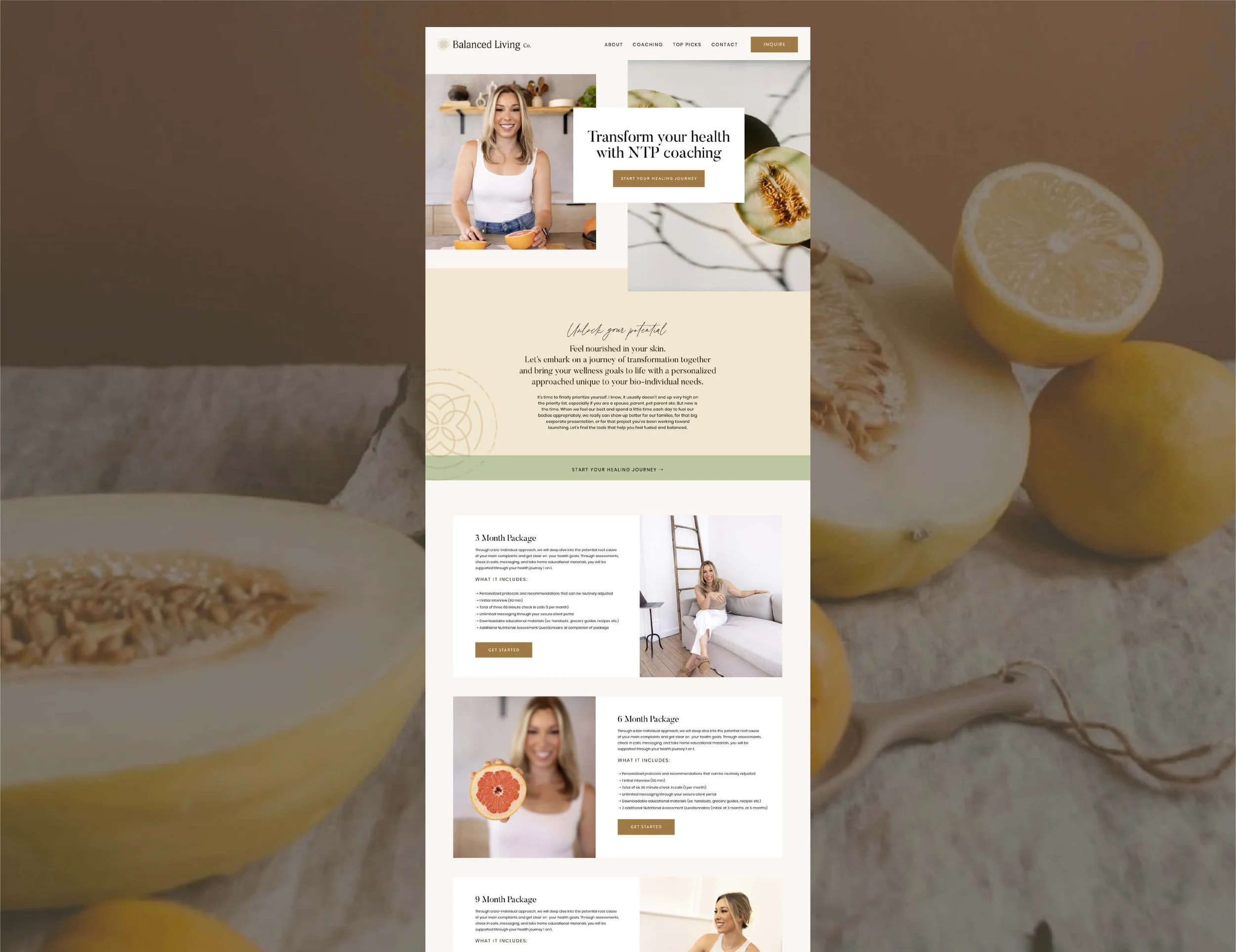 service page design for nutritional therapy practitioner
