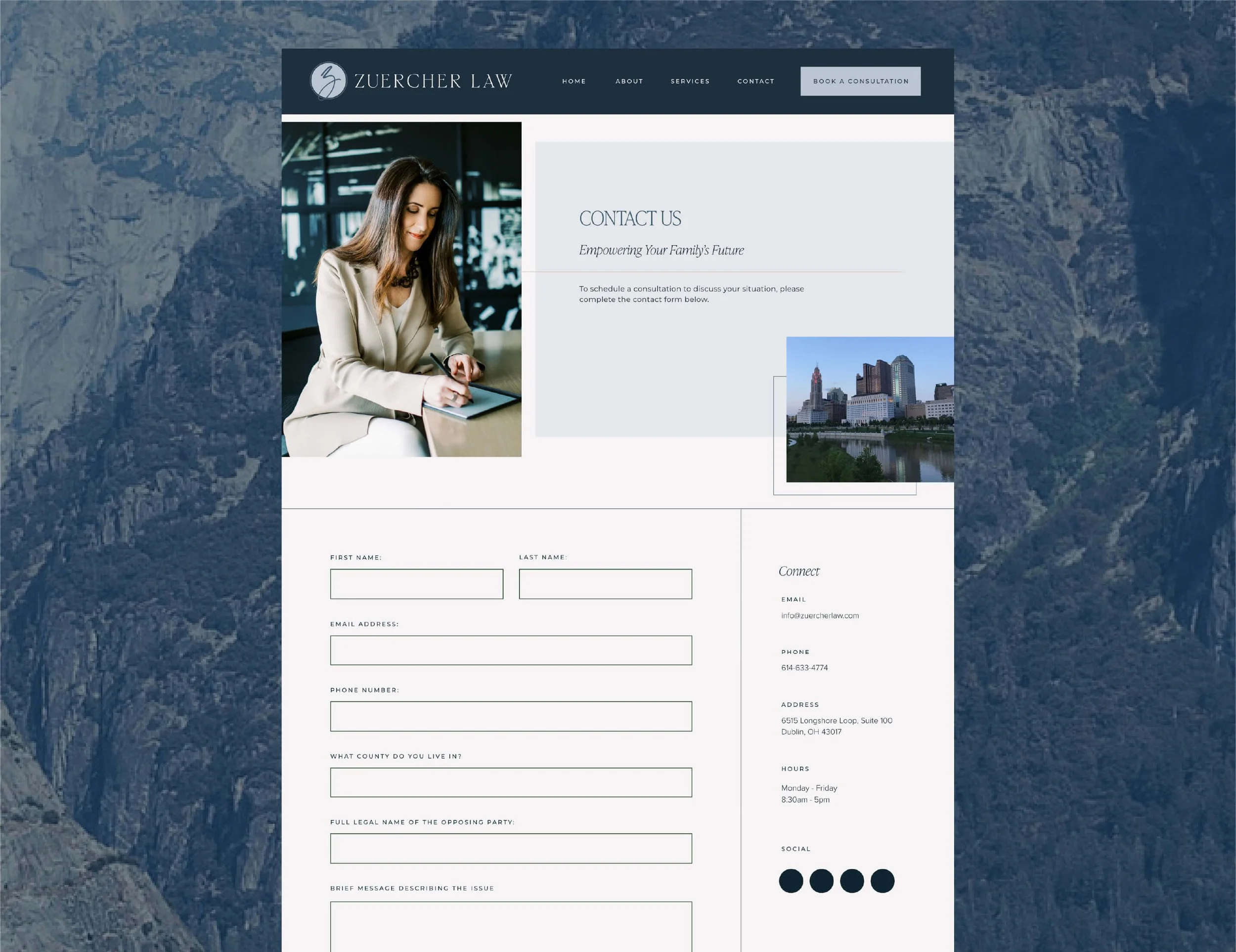 contact page design for divorce attorney