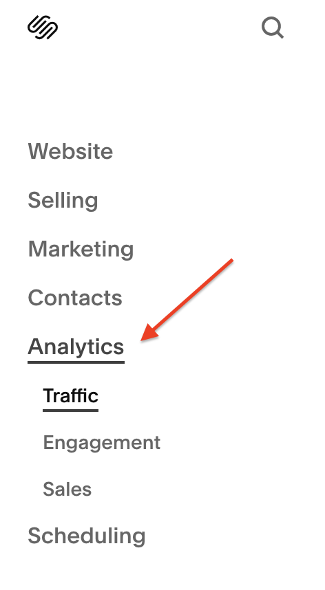 where to access built in analytics in squarespace