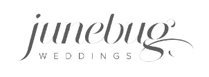 Junebug Weddings logo in black script font