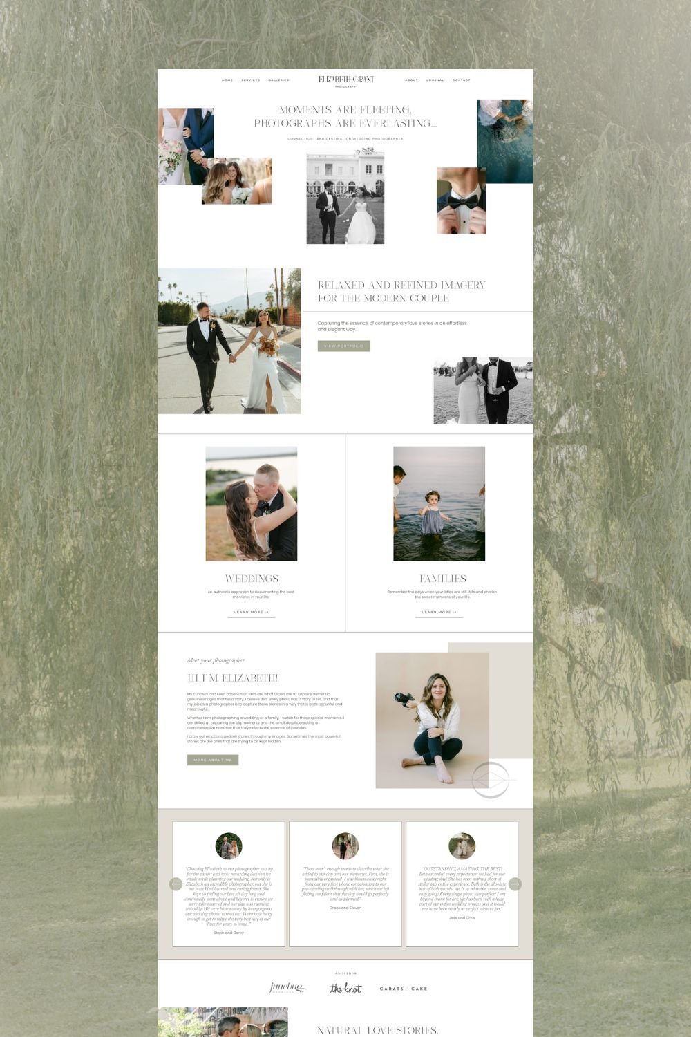 Website design for a documentary style connecticut wedding photographer
