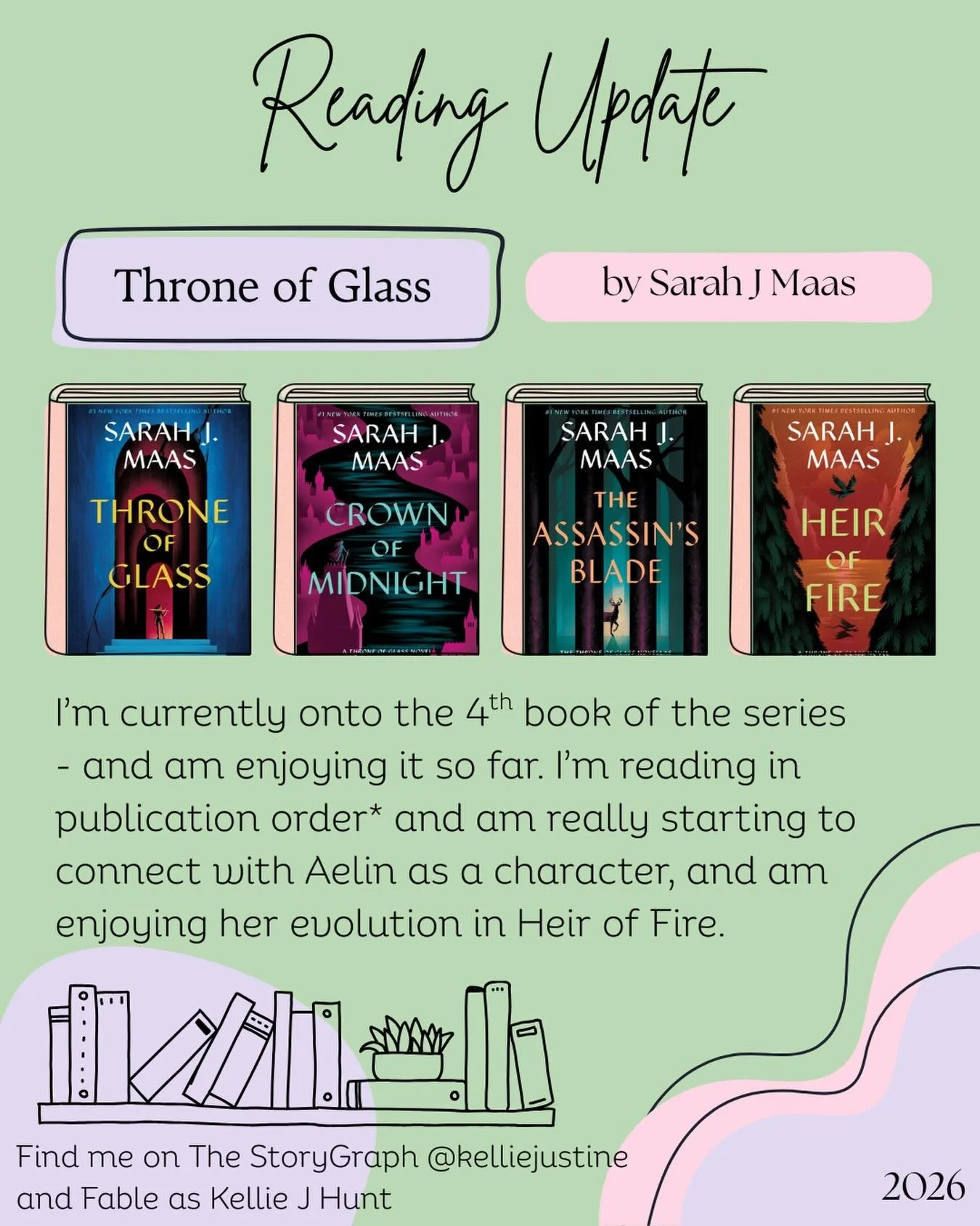 Currently on book 4 of the Throne of Glass series by @sarahjmaas and am really starting to connect with a couple of the characters, while a couple are giving me a great urge to dive into the book and shake them&hellip; 

*I&rsquo;m reading the series