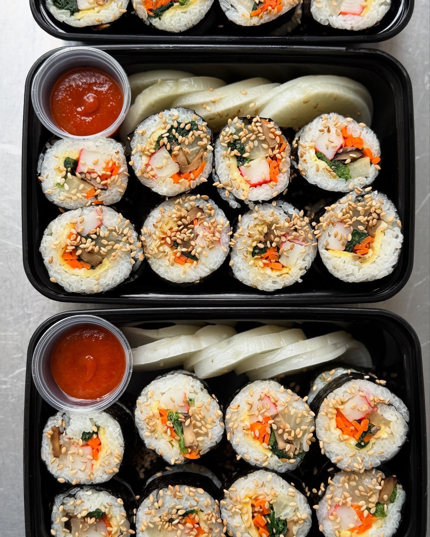 Once in a blue moon, I get a tug to make these from scratch, kimbap (sort of a Korean version of sushi but much different) as it&rsquo;s so nostalgic of growing up in Korea and watching my mom make them for us as we get super excited to go to school 