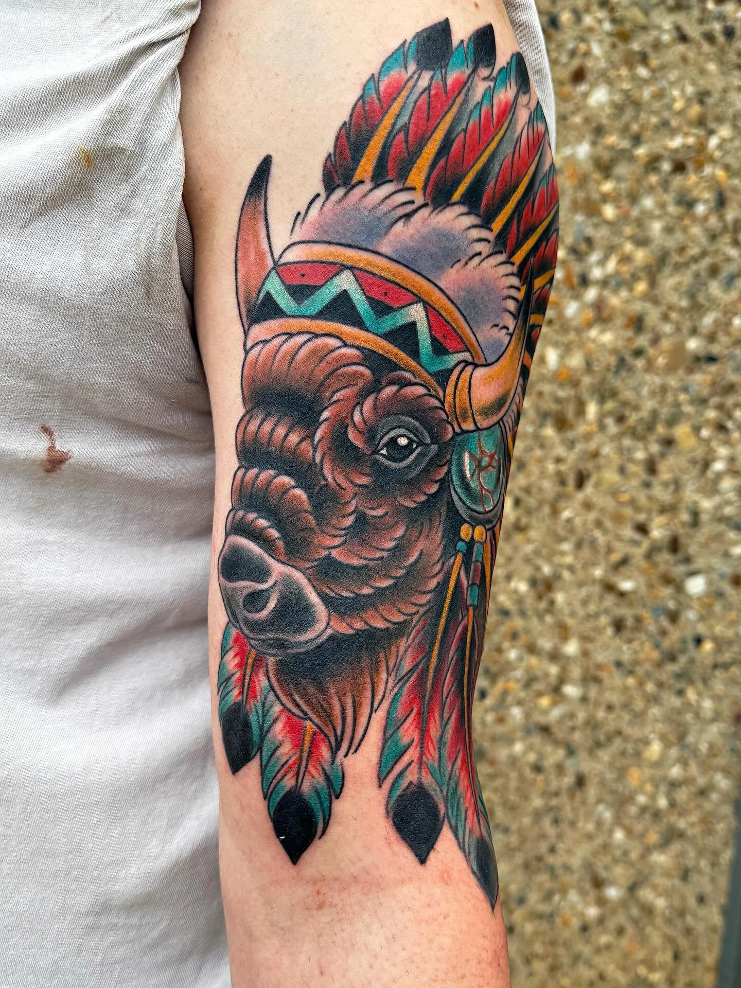 Stoked on how this buffalo piece turned out on @chanceriehl! Lines are healed, color fresh ✨