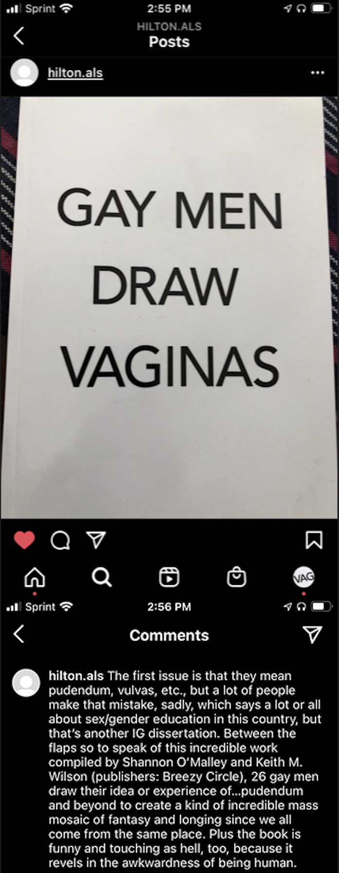 Hilton Als critiques Gay Men Draw Vaginas on Instagram