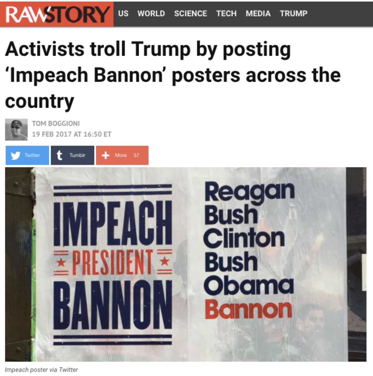 Rawstory covers Impeach President Bannon Campaign