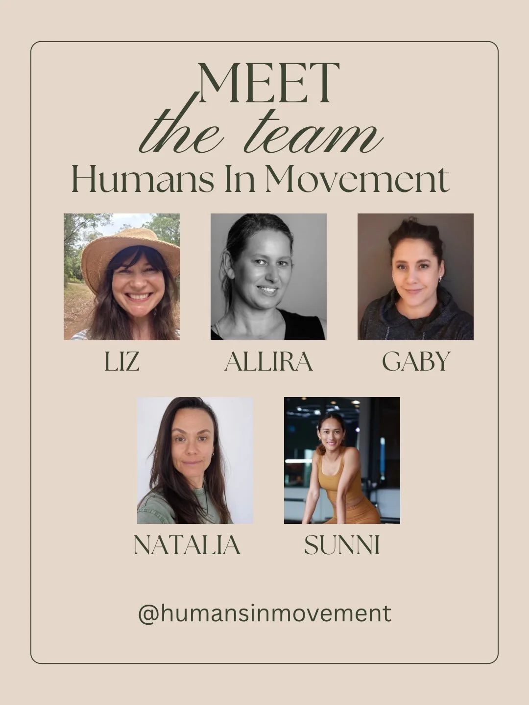 Meet the faces behind the Humans in Movement Team 😍

We have some incredibly talented and passionate Pilates Instructors here in our Wollongong Pilates Studio 

Who all are highly trained in their fields 🫶

Each with a passion for something a littl