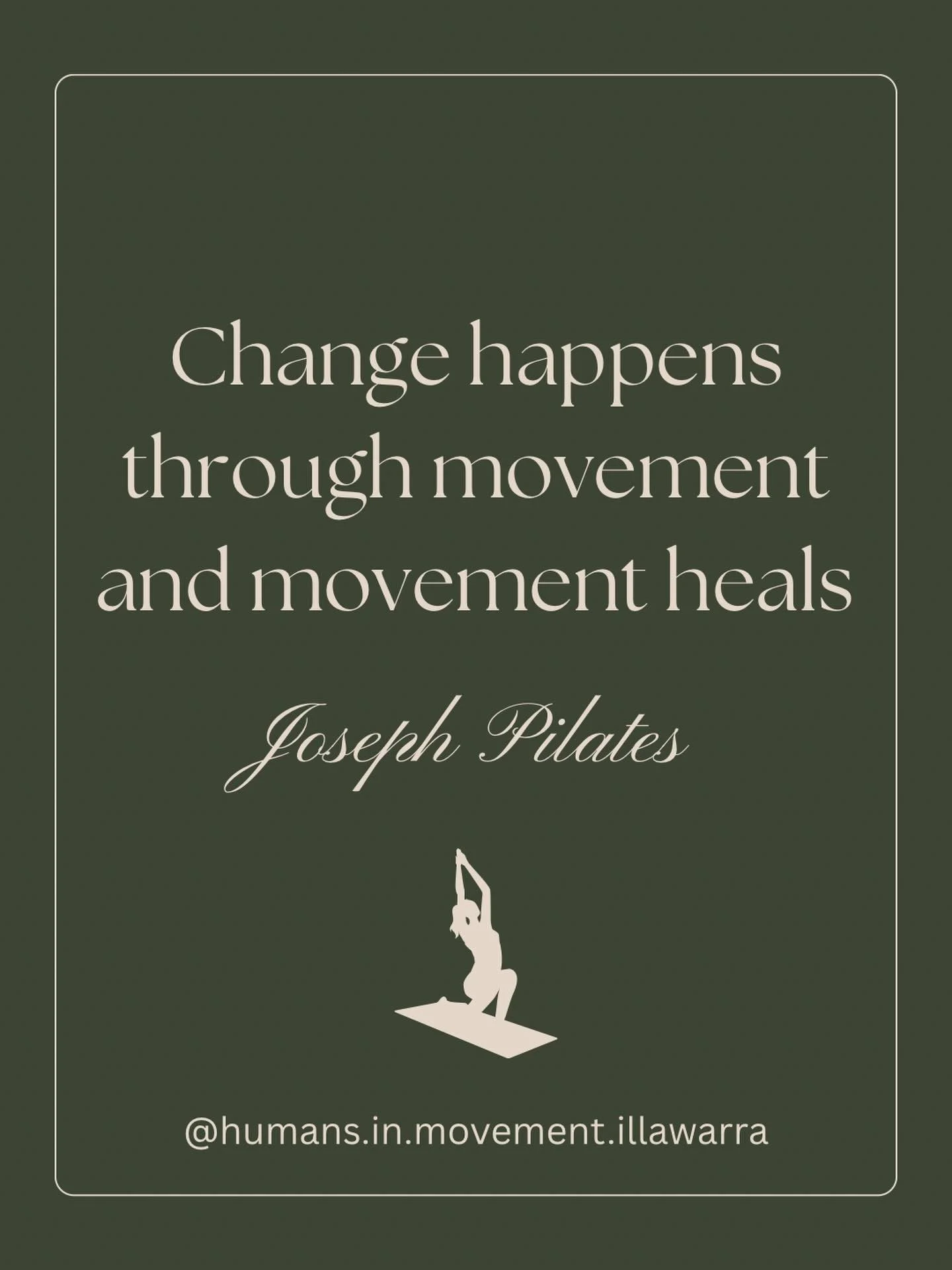 Change doesn&rsquo;t have to be a huge commitment 

Sometimes it&rsquo;s as simple as showing up one day at a time, moving your body, and letting it do its magic

It can start small and you will slowly start to see how movement heals you 

Wise words