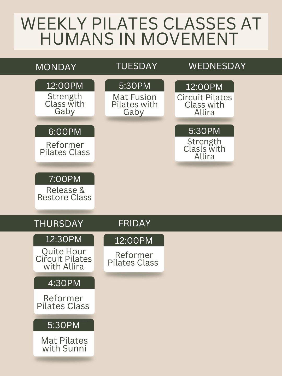 We have added some exciting classes to our schedule 😍

We now have Reformer Pilates Classes and Lunchtime Classes which are 45 mins to make the most of your lunch break 

Classes all have limited spots so make sure you book in to secure yours 😍 

W