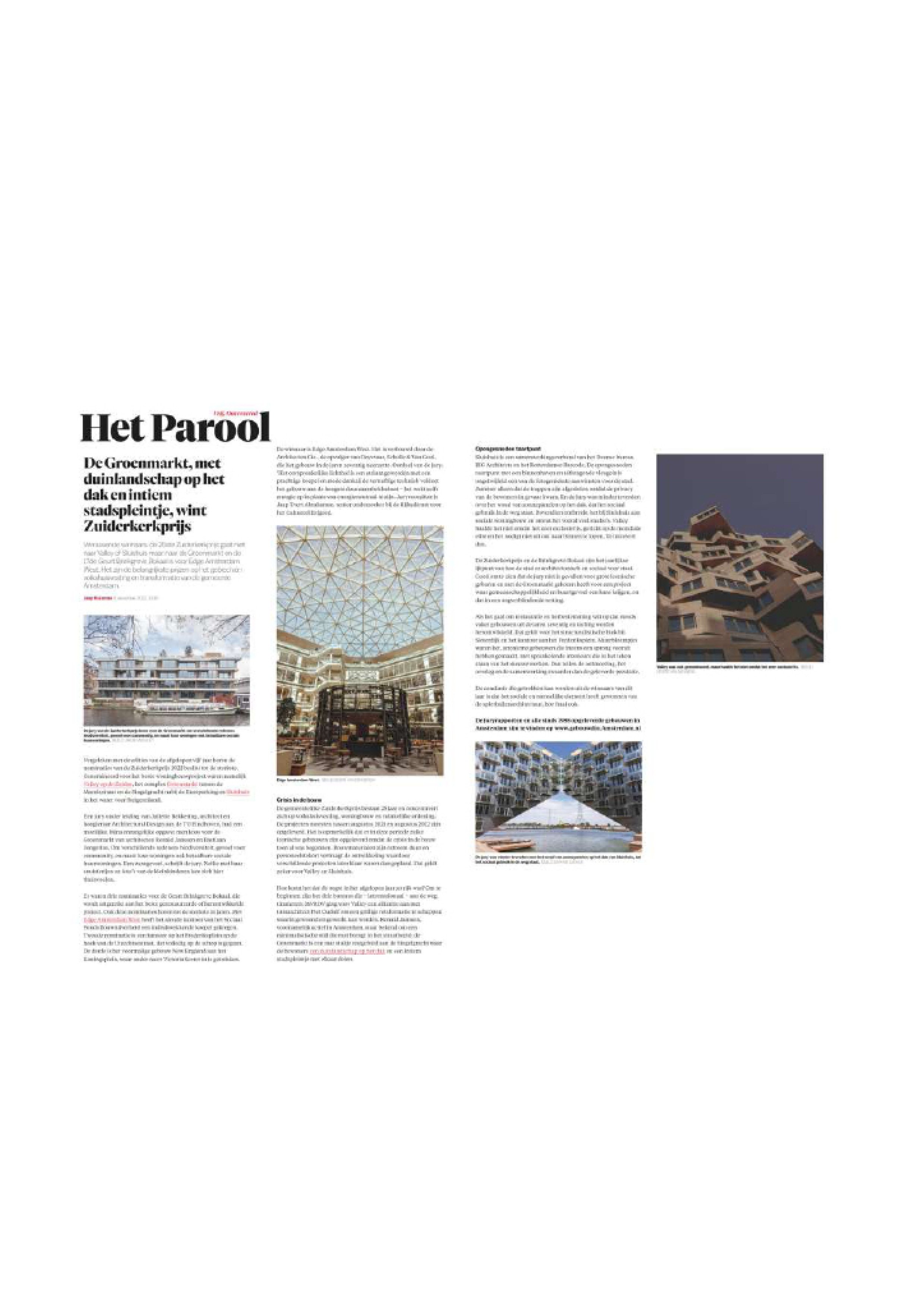 2022-12-08 parool, Groenmarkt Zuiderkerkprijs 2022