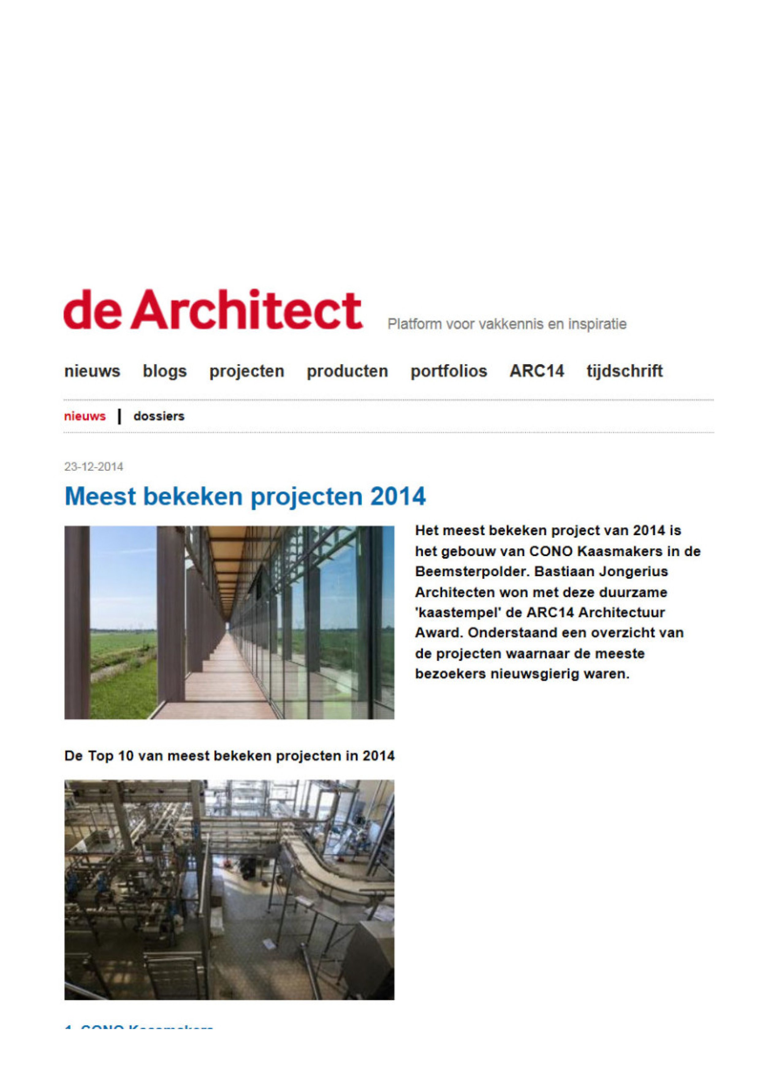 2014-12-23 de architect, kaasmakerij 'de tijd', beemster meest bekeken project 2014